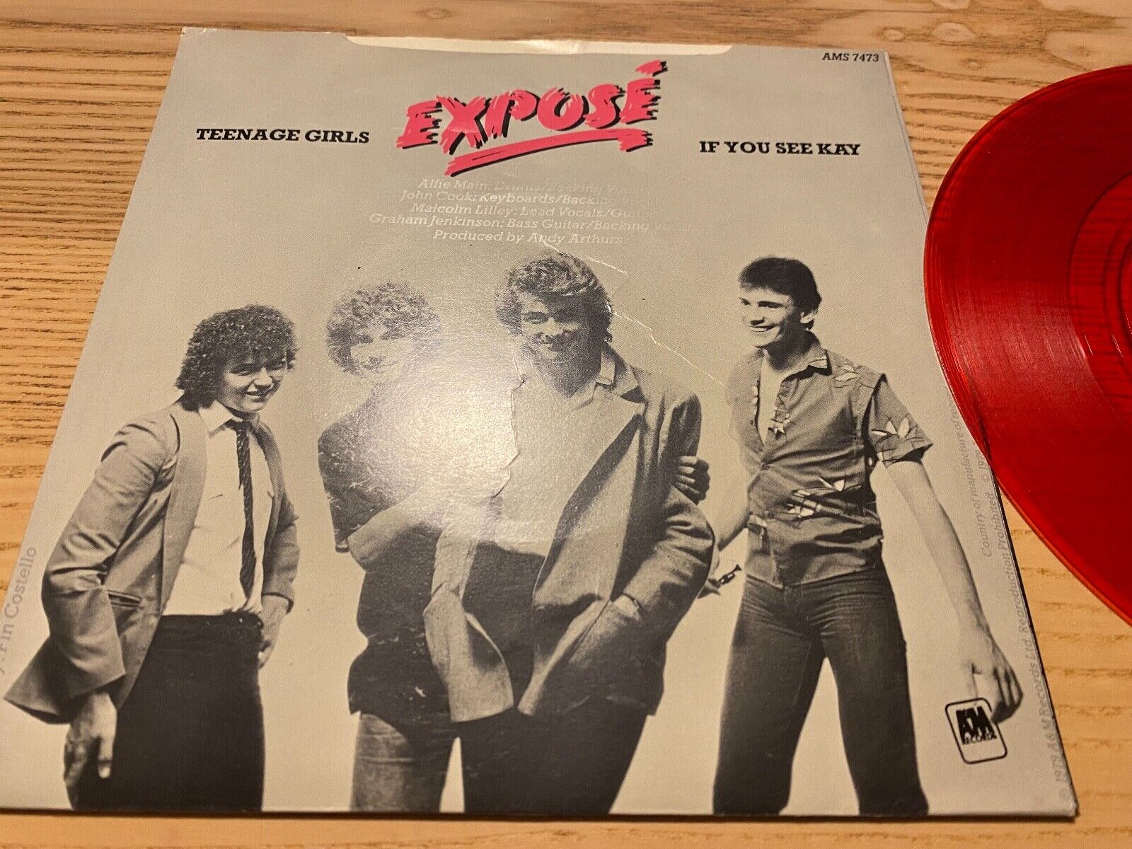 EXPOSÈ "TEENAGE GIRLS / IF YOU SEE KAY" 1979 7 INCH SINGLE AM RECORDS RED VINYL