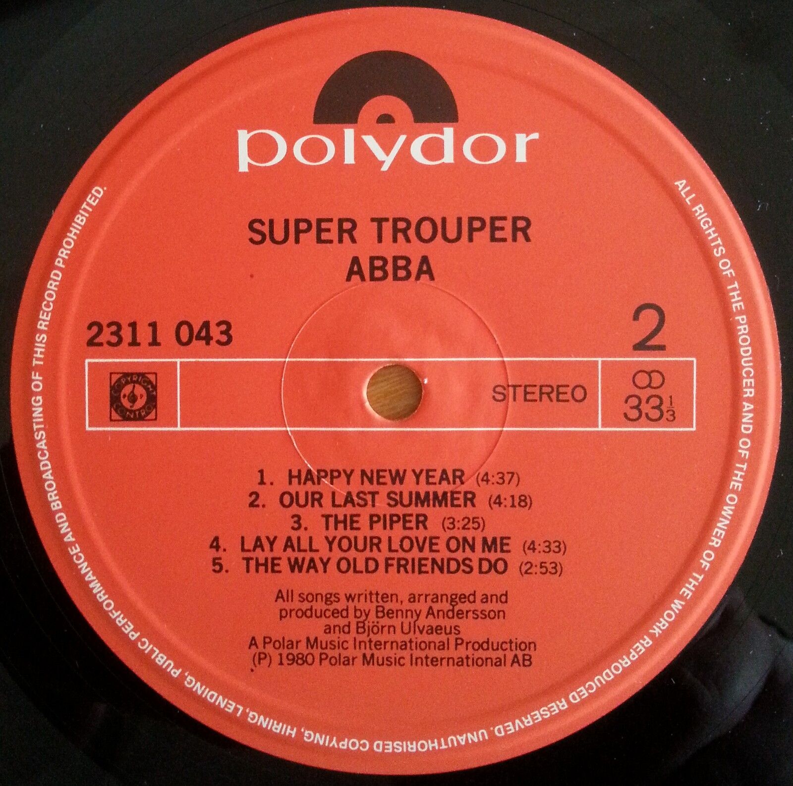 ABBA SUPER TROUPER SINGAPORE MALAYSIA HONG KONG LP 1980 BENNY BJÖRN AGNETHA ANNE