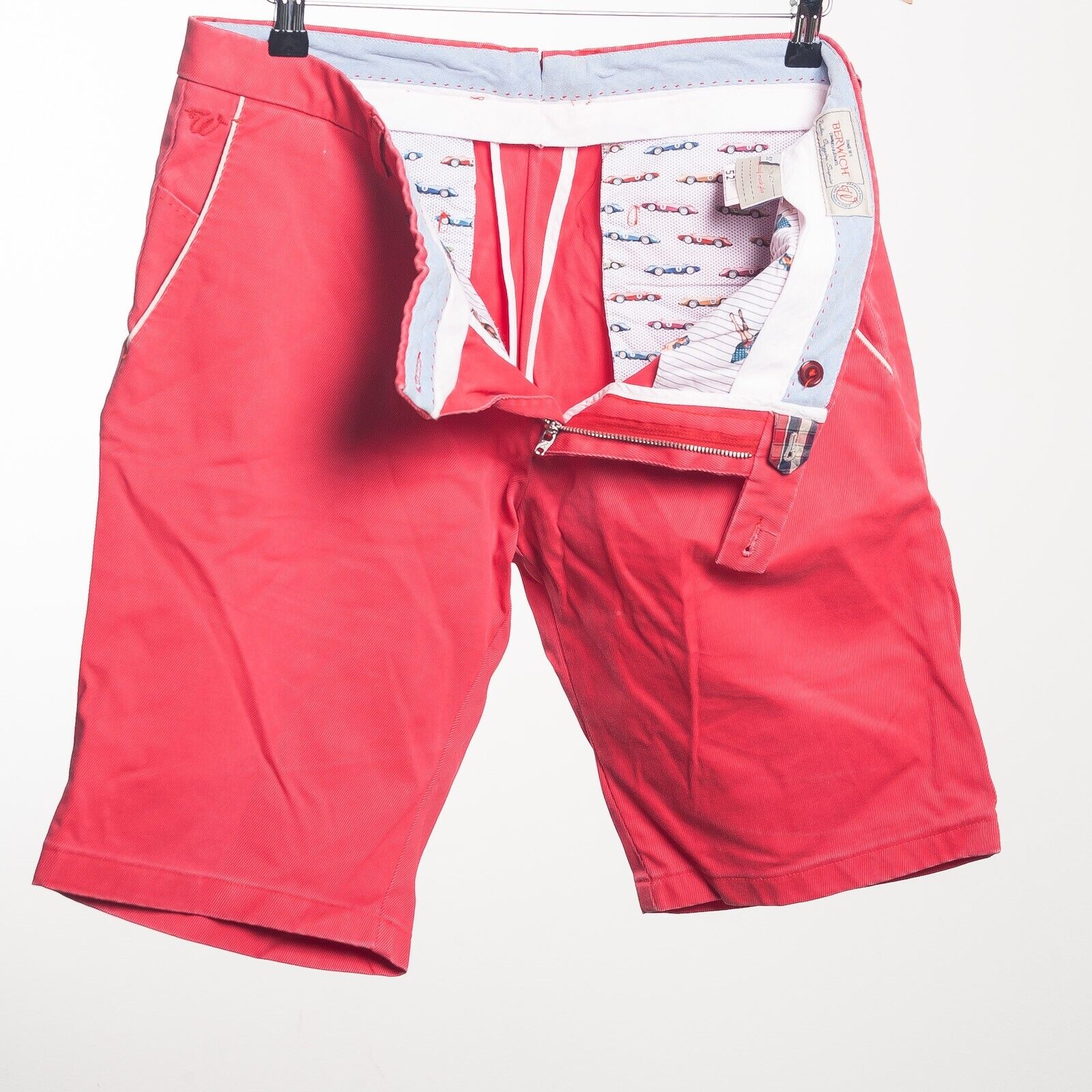 BERWICH Red Twill Cotton Bermuda Shorts Italy Made EU52