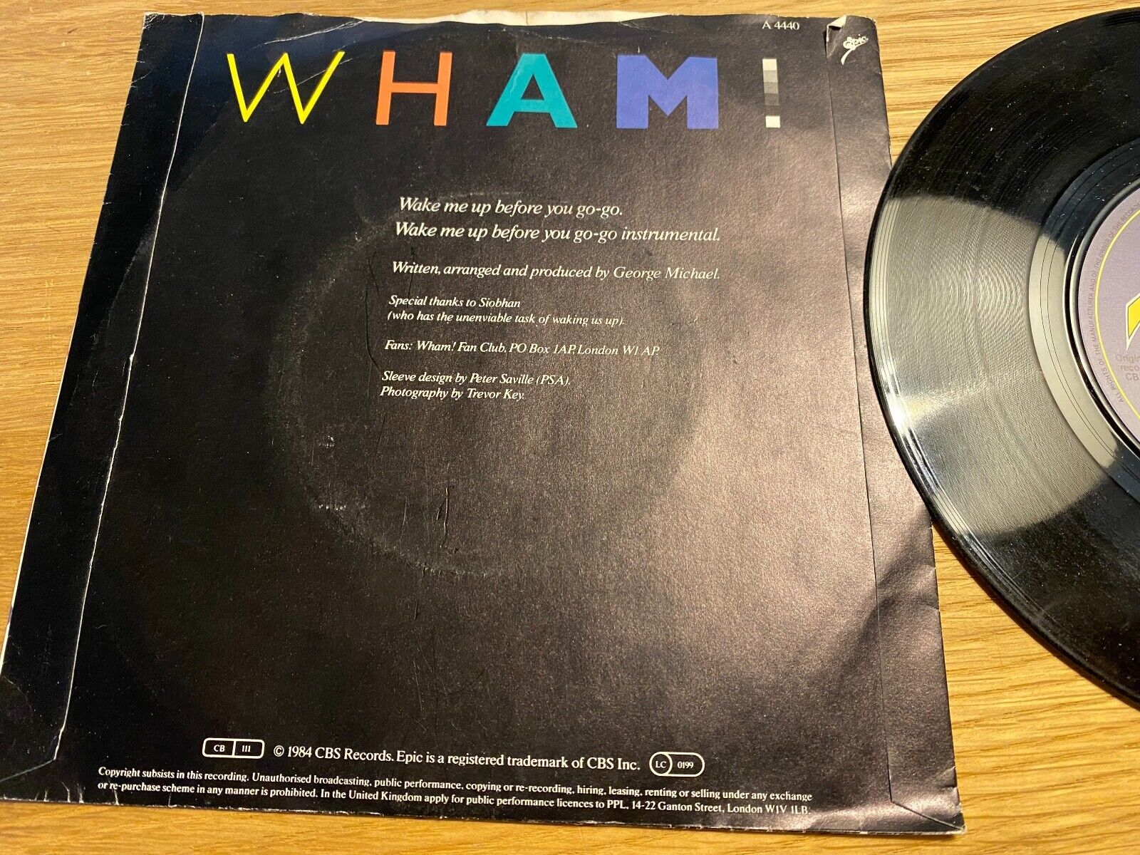 WHAM!/GEORGE MICHAEL "WAKE ME UP BEFORE YOU GO-GO" 1984 EPIC RECORDS 7" VINYL UK