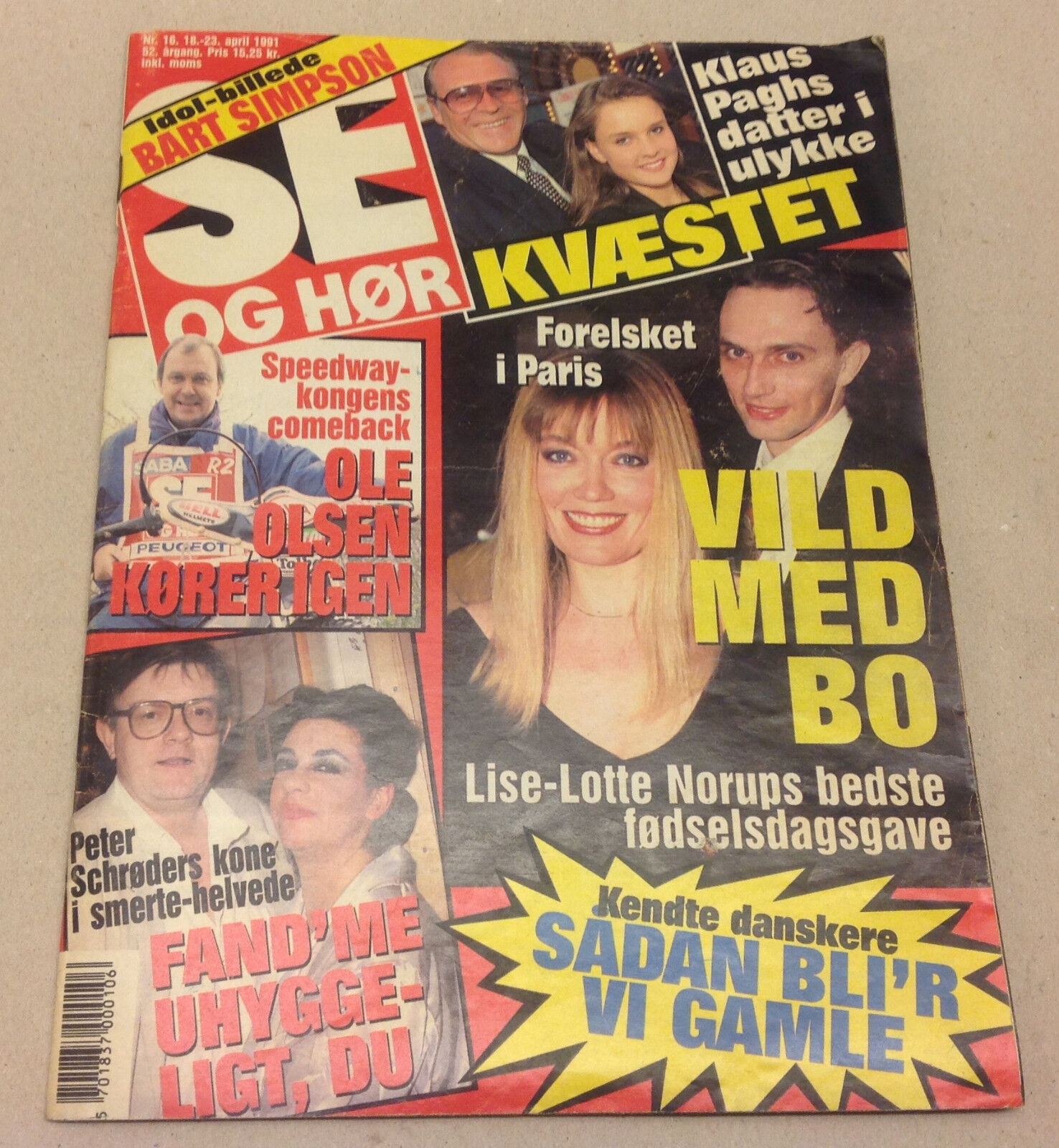 BART SIMPSON POSTER + GEORGE FOREMAN BACK COVER BOXING VTG Danish Magazine 1991