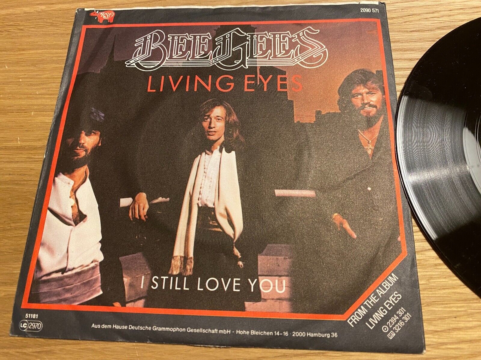 BEE GEES "LIVING EYES / I STILL LOVE YOU" 1981 WGERMAN PRESSED VINYL SINGLE RSO