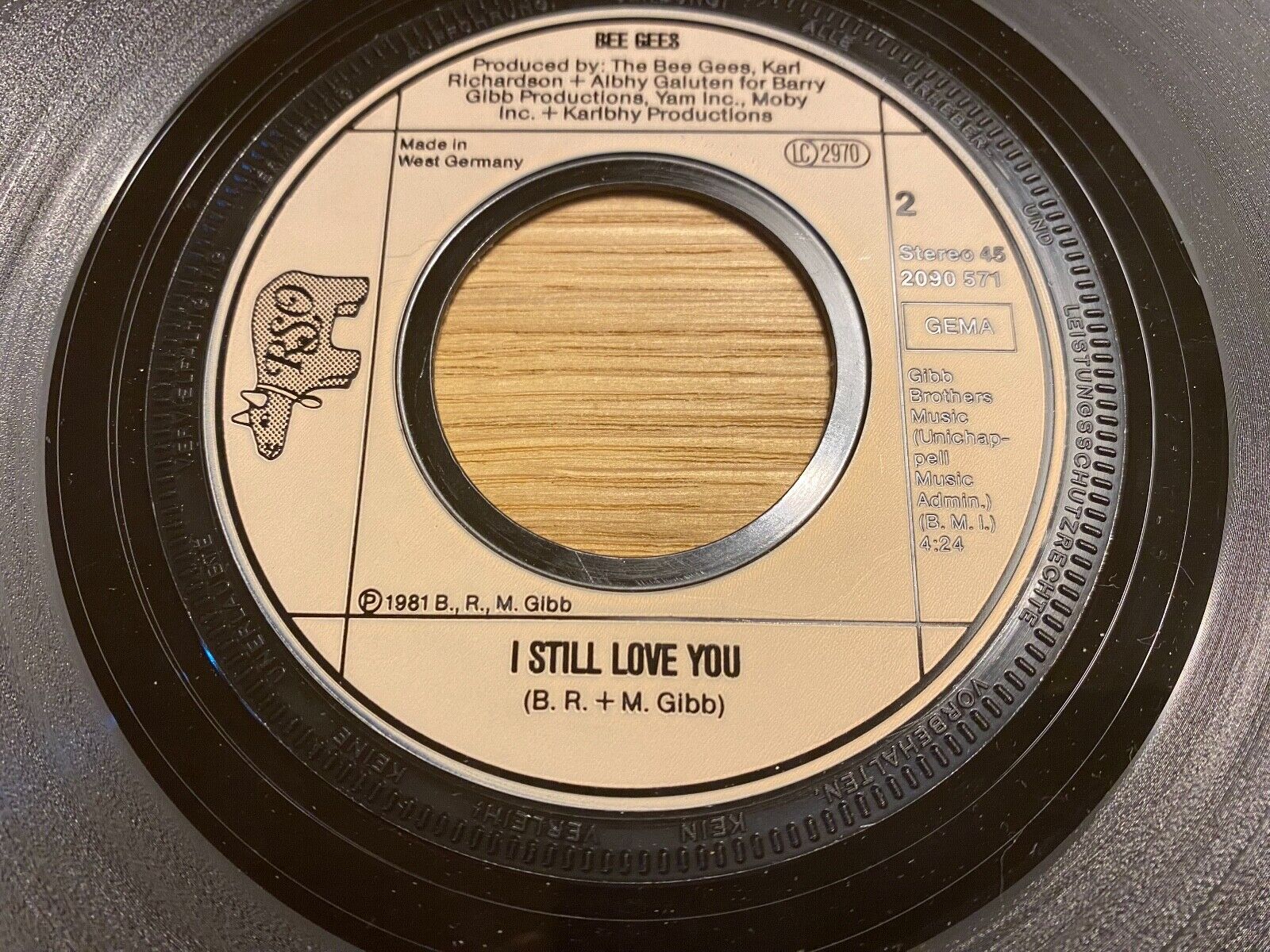 BEE GEES "LIVING EYES / I STILL LOVE YOU" 1981 WGERMAN PRESSED VINYL SINGLE RSO