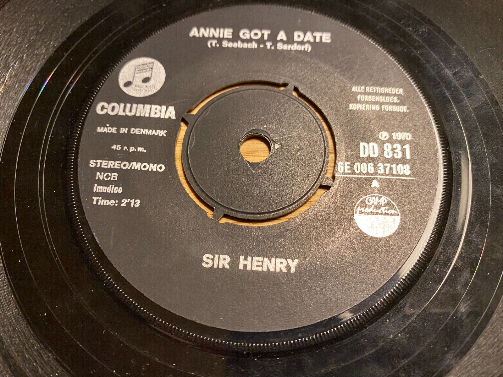 SIR HENRY "ANNIE GOT A DATE / LIKE A ROSE" 1970 EMI COLUMBIA NCB DANISH PRESSING