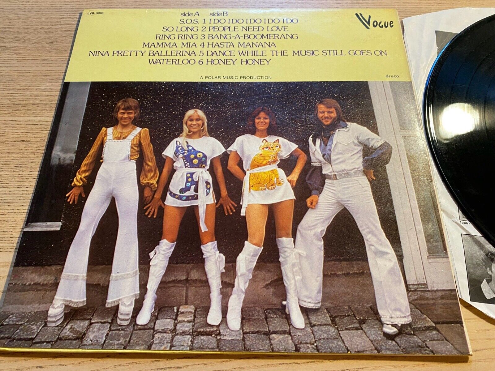 ABBA " GREATEST HITS" VOGUE 1975 FRENCH PRESS 12" VINYL LP SCARCE12 SONGS SABAM*