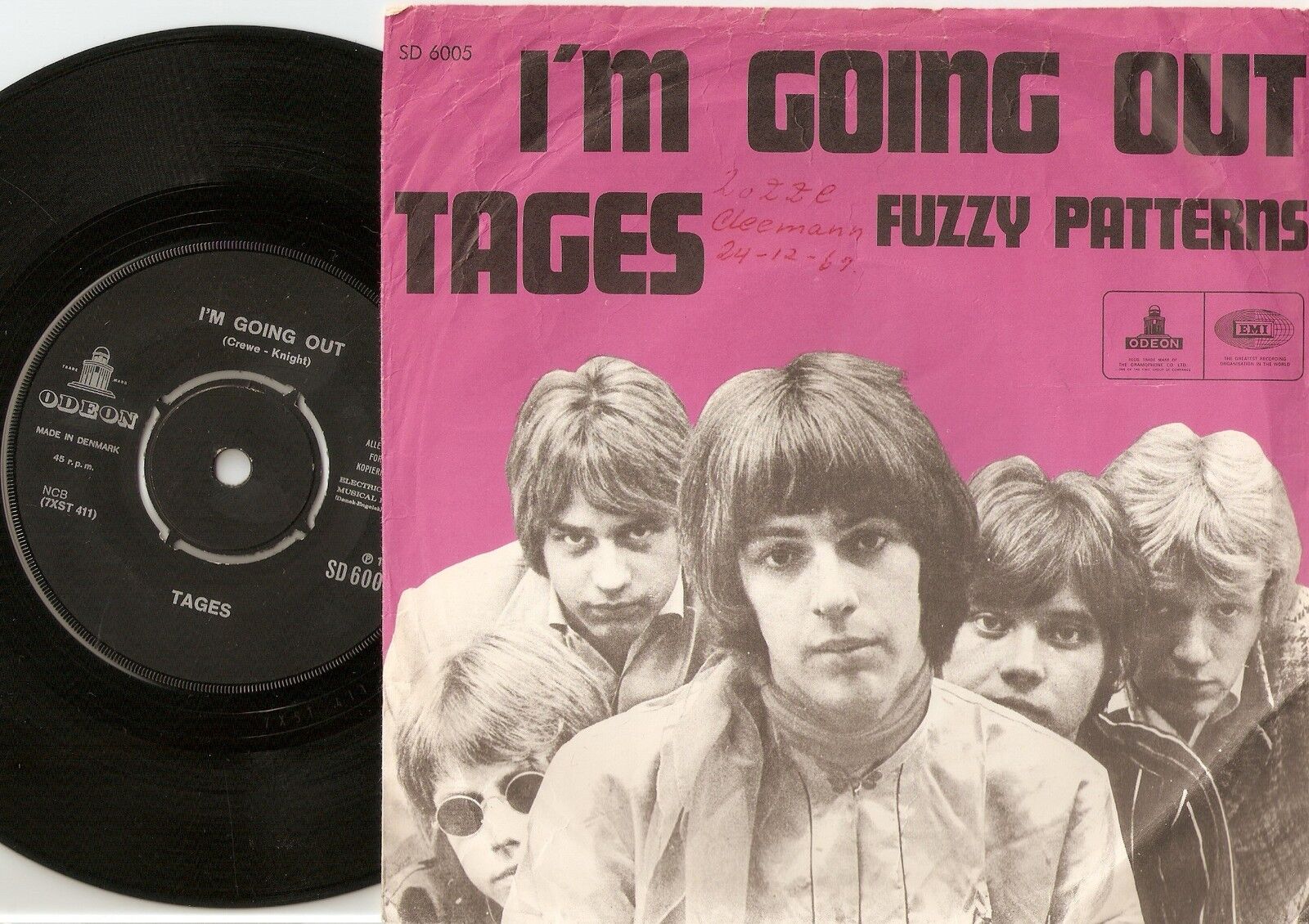 THE TAGES I`M GOING OUT  FUZZY PATTERNS DANISH 45+PS 1967 MOD PSYCH FREAKBEAT