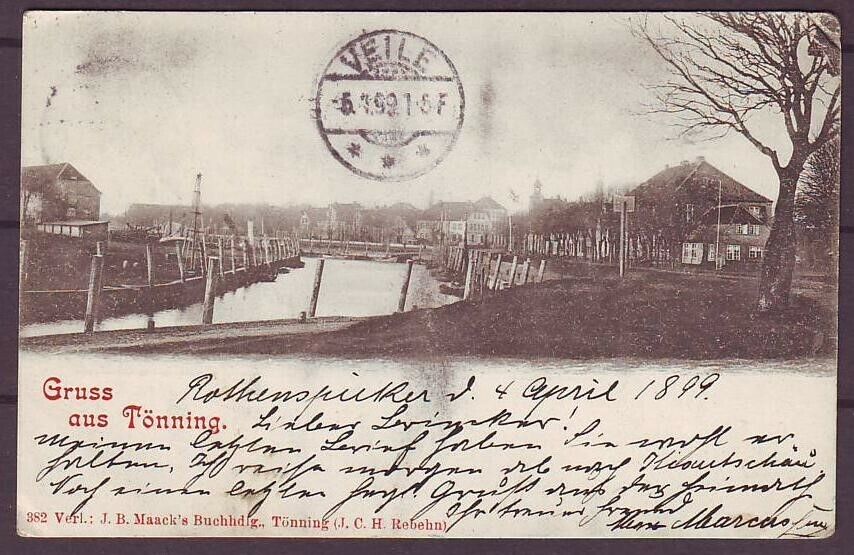 g1772/ Germany Postcard 1898 # Gruss aus Tönning t/Vejle