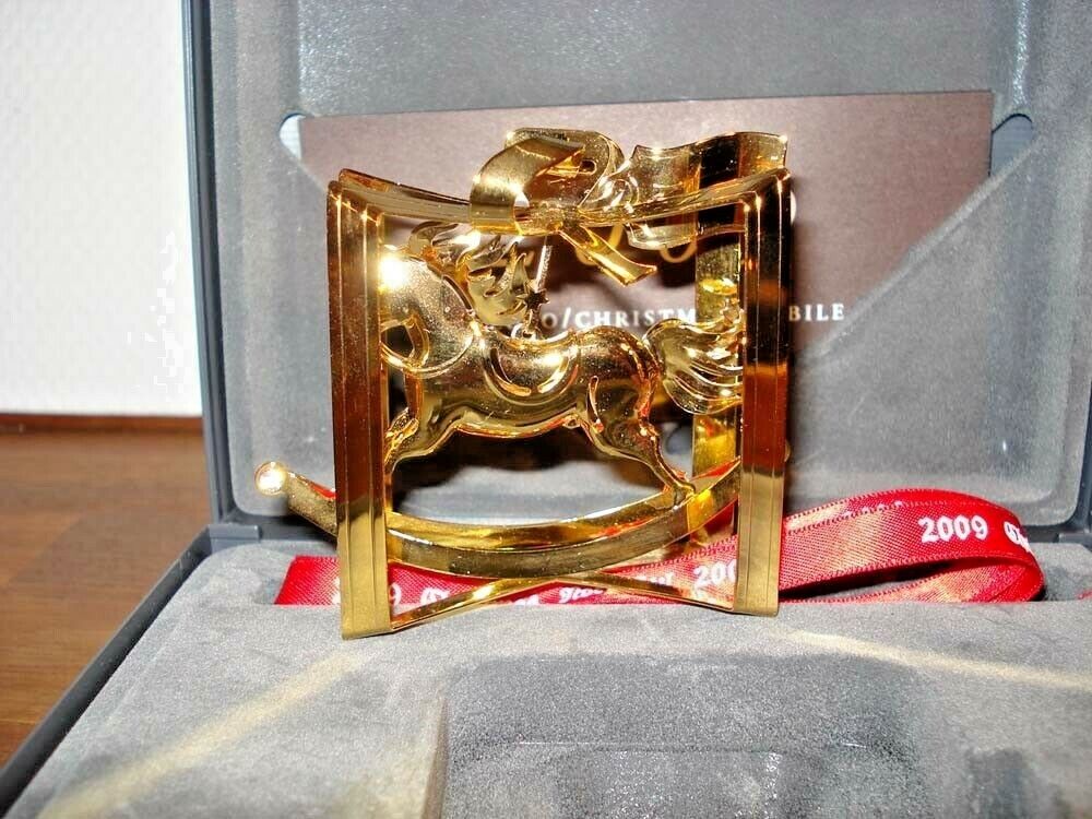 2009 Rocking Horse CHRISTMAS MOBILE 24 carat gold plated GEORG JENSEN Box