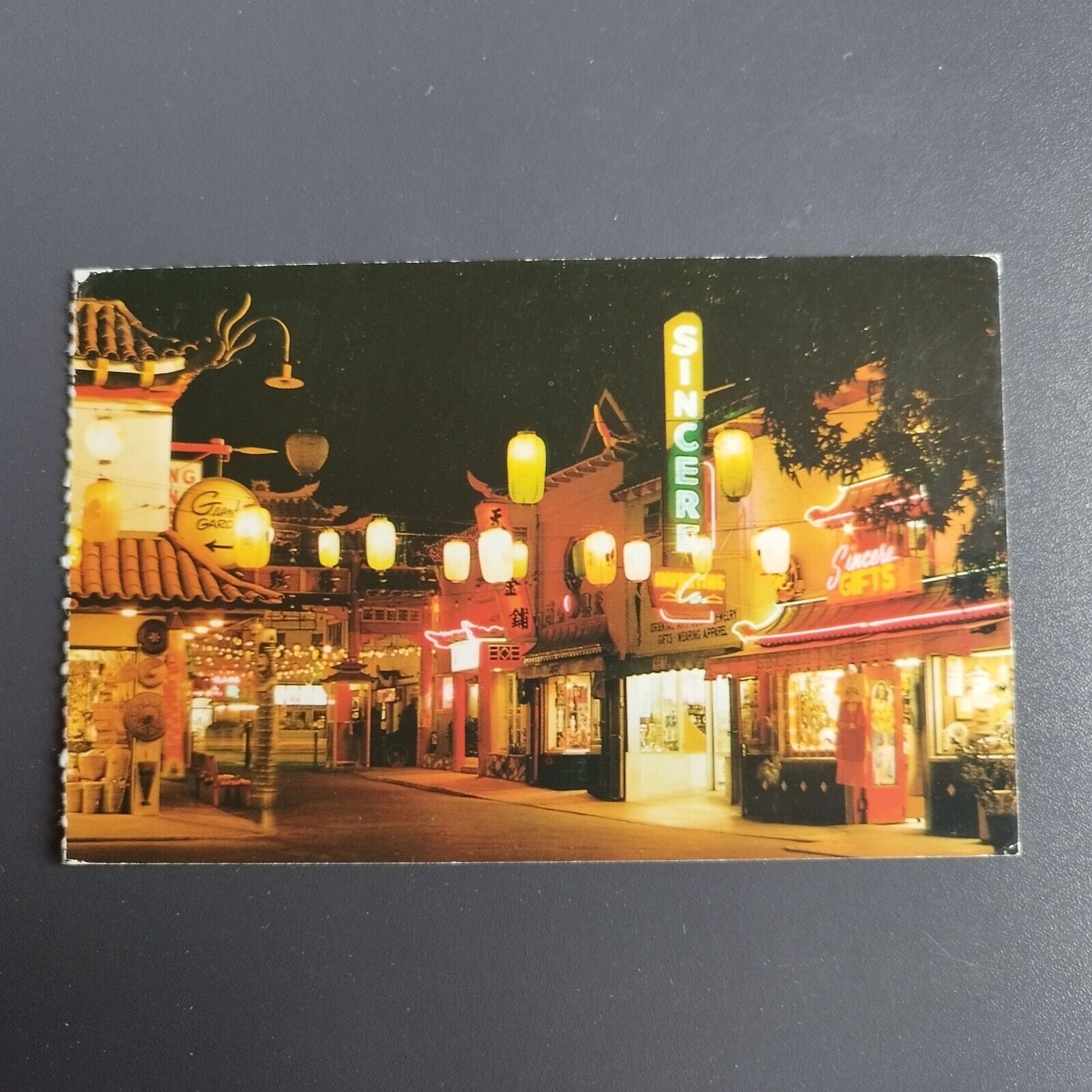 Postcard California Los Angeles Chinatown Night scene 1987