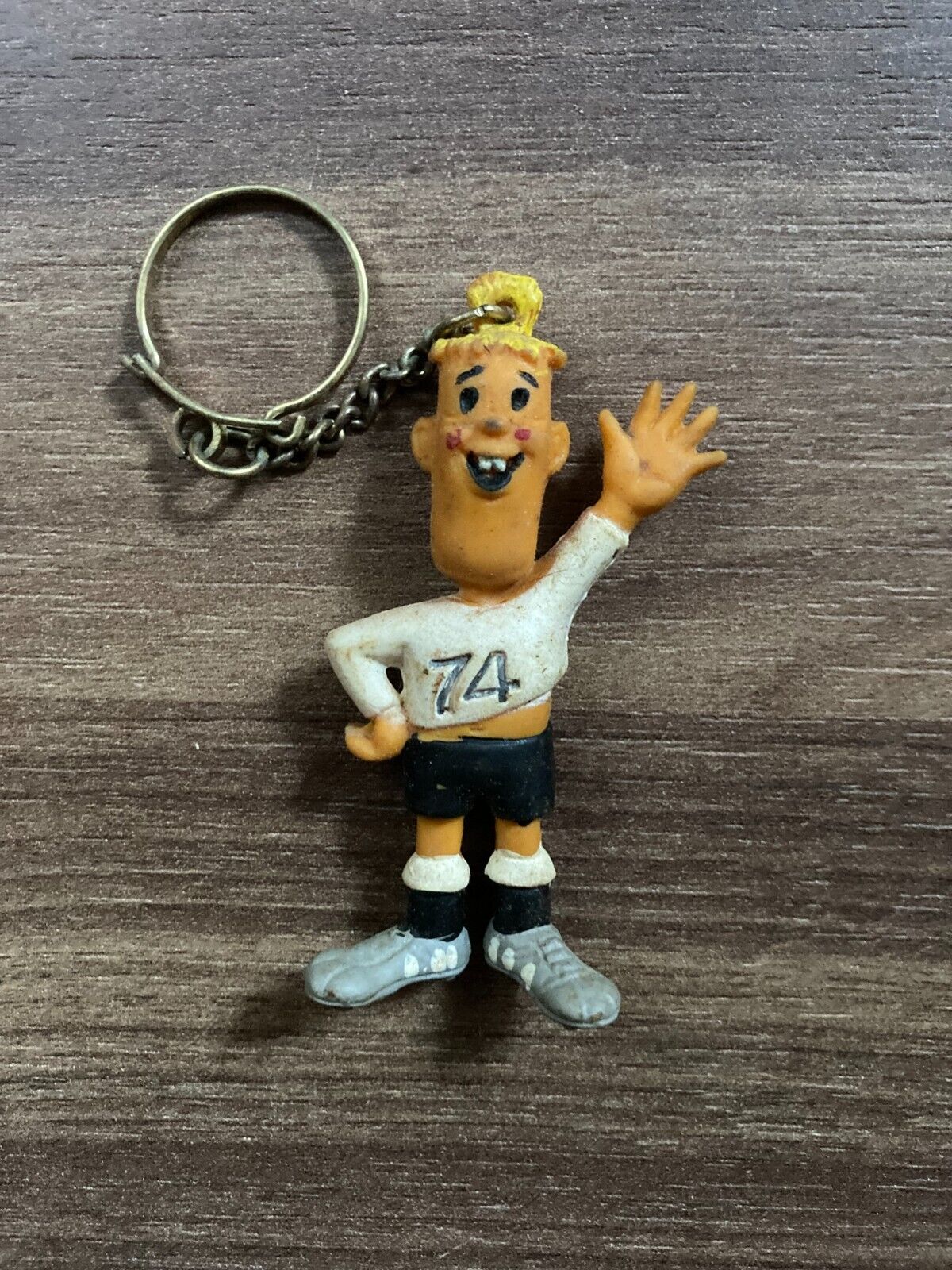 Vintage 1974 World Cup Tip and Tap Mascot Keychain Classic Football Memorabilia