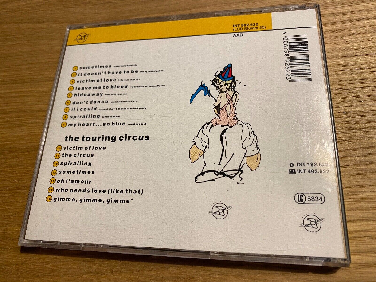 ERASURE "THE CIRCUS" 1987 CD ALBUM 16 TRACKS MUTE RECORDS  INTERCORD TON GMBH*