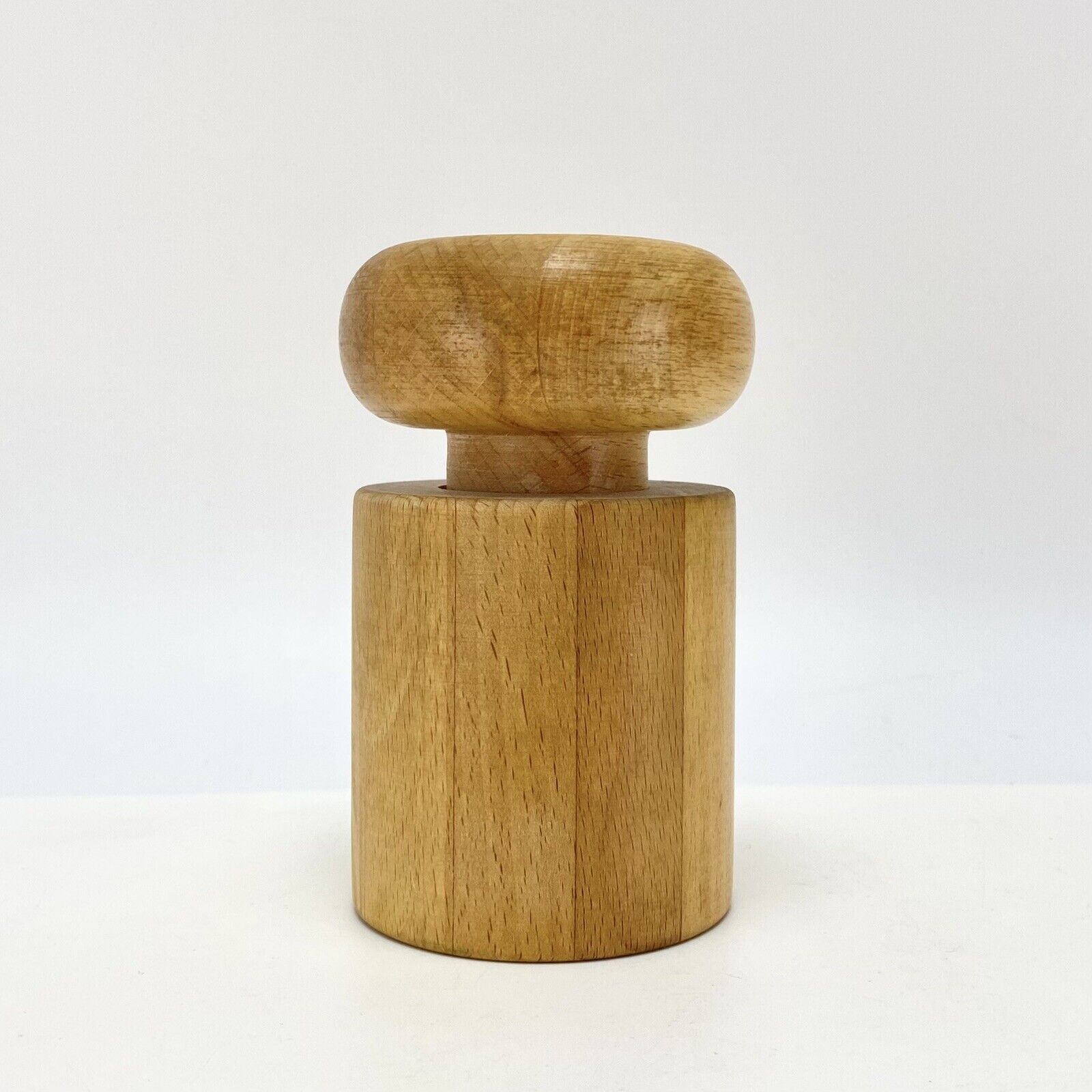 Vintage Danish Design Beech Wood Richard Nissen Geometric Salt / Pepper Grinder