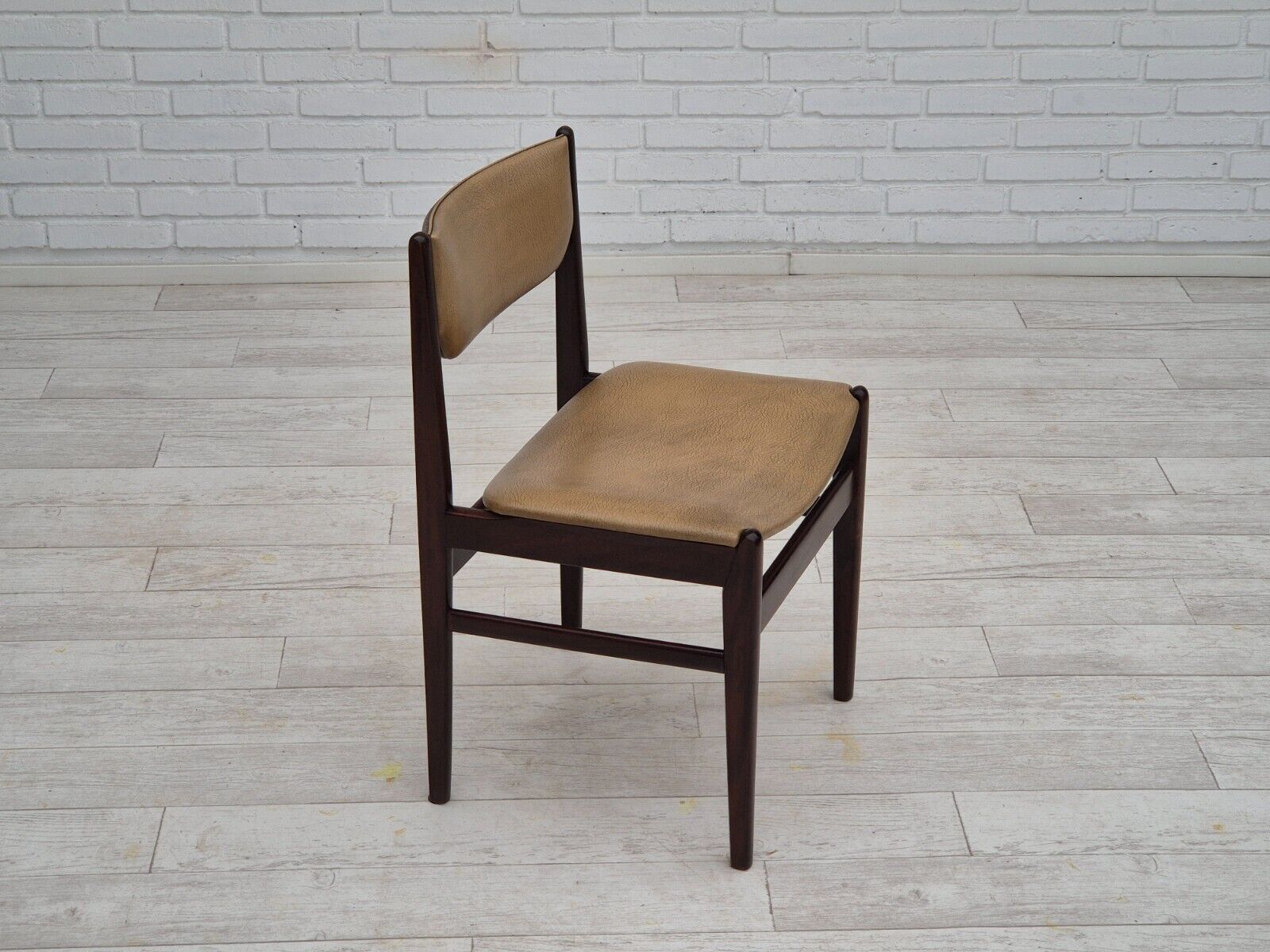 1970s set of 5 Danish dinning chairs original condition teak wood leather