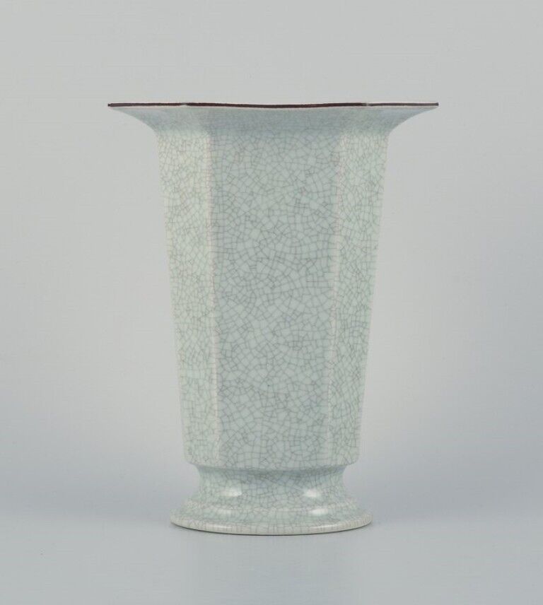 Royal Copenhagen Art Deco porcelain vase in a rare shape with crackle glaze