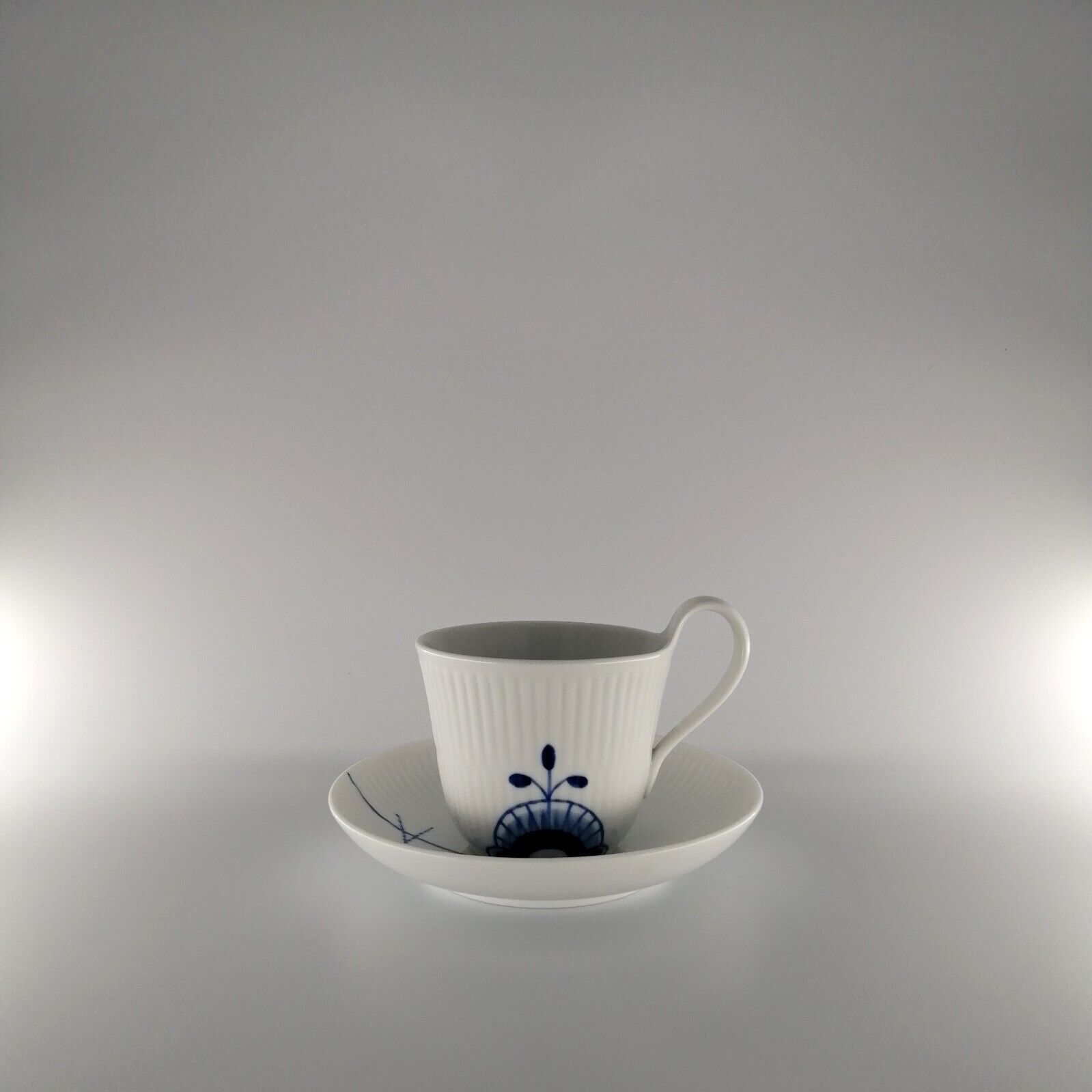 Royal Copenhagen Blue Fluted Mega High Handle Cup and Saucer (25 cl) - #093/094a