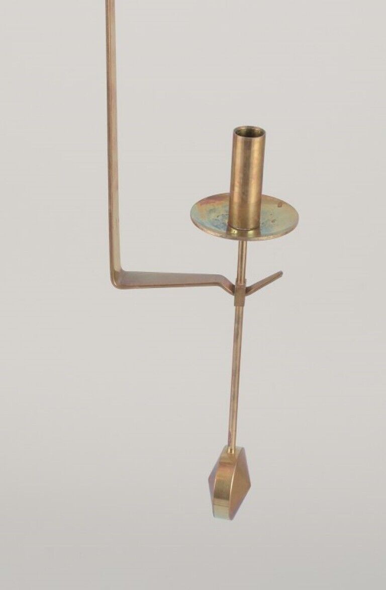 Skultuna Sweden Pair of candle sconces in brass Designed by Pierre Forsell