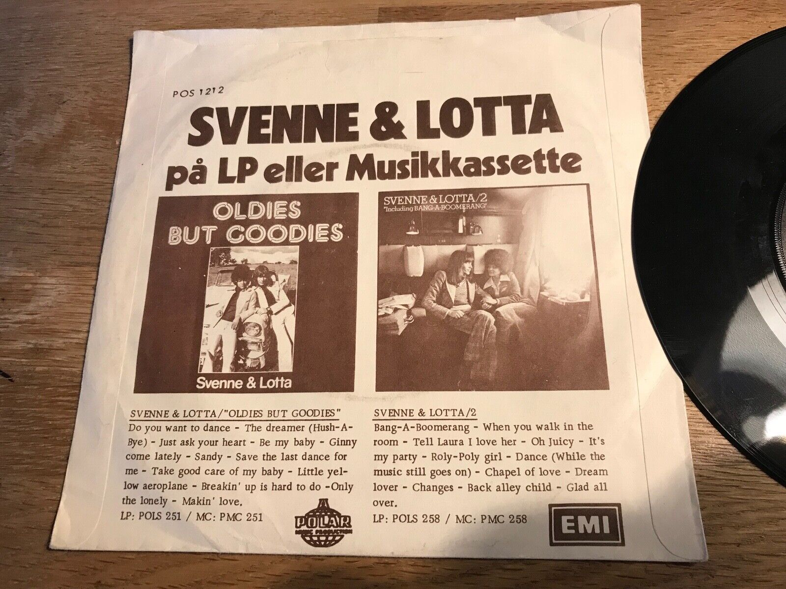 SVENNE  LOTTA "CHAPEL OF LOVE/ BACK ALLEY CHILD" POLAR NCB 1975 ABBA RELATED 7"