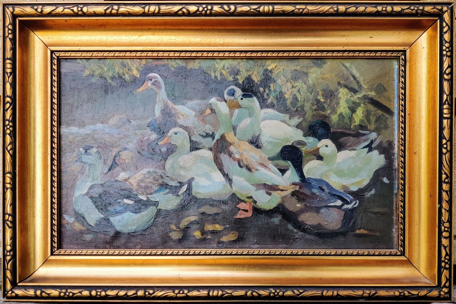 DUCK FAMILY original oil painting low shipping!!