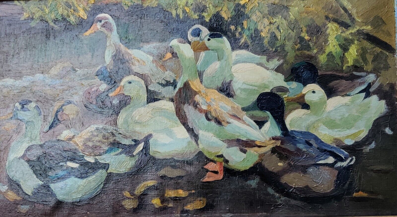 DUCK FAMILY original oil painting low shipping!!