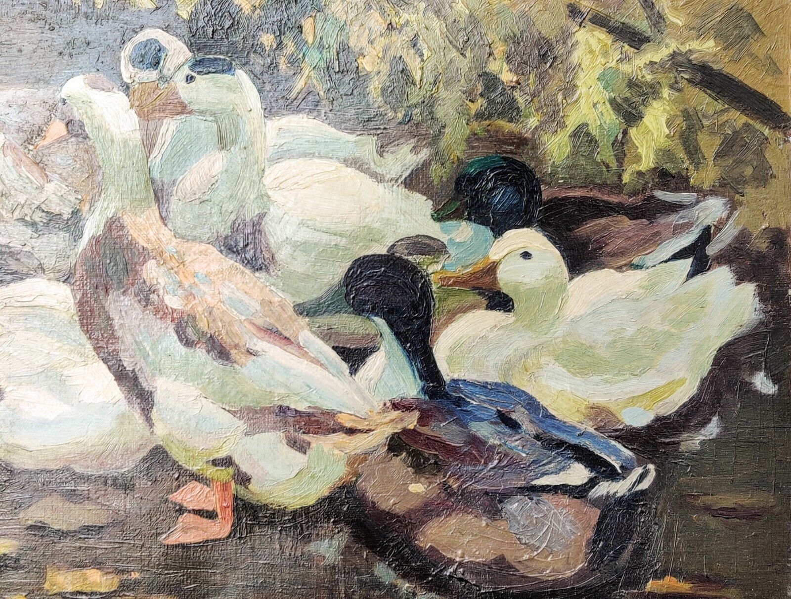 DUCK FAMILY original oil painting low shipping!!