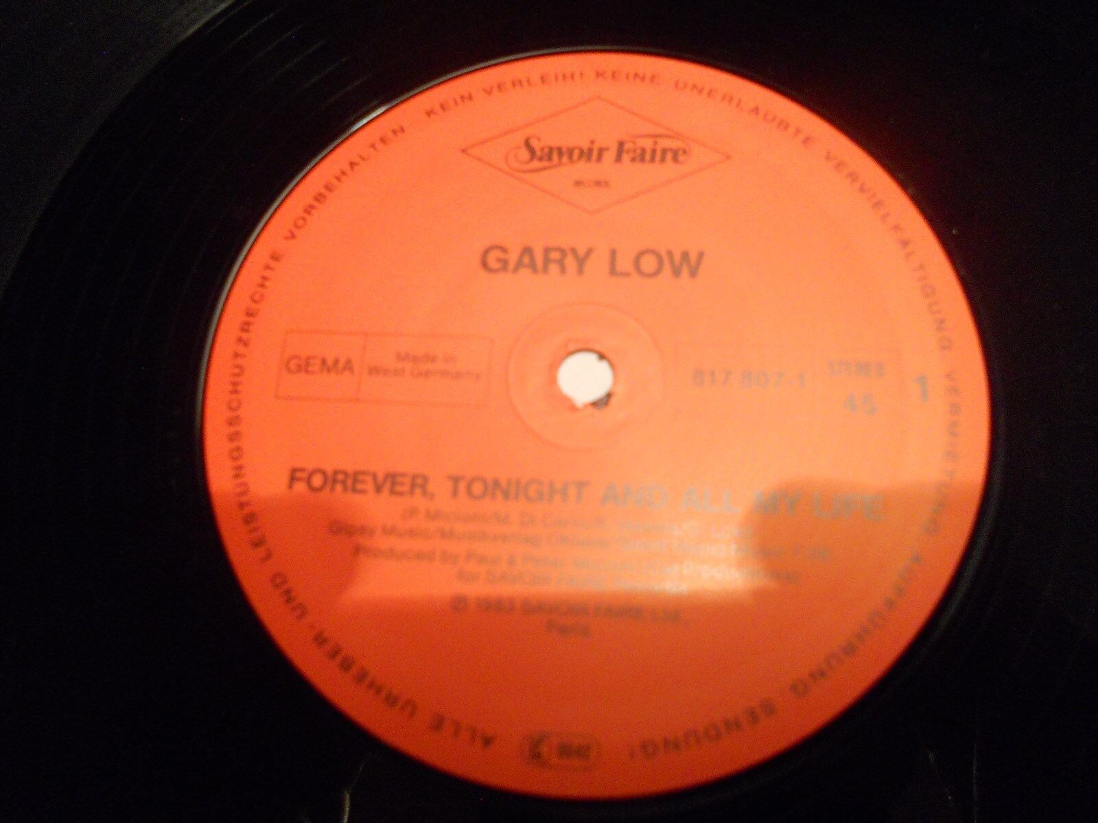 GARY LOW FOREVER TONIGHT AND ALL MY LIFE WEST GERMANY MAXI SINGLE USED ITALO***