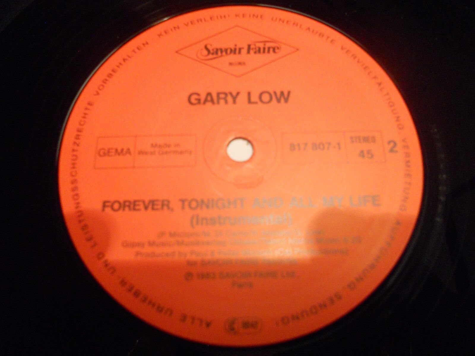 GARY LOW FOREVER TONIGHT AND ALL MY LIFE WEST GERMANY MAXI SINGLE USED ITALO***