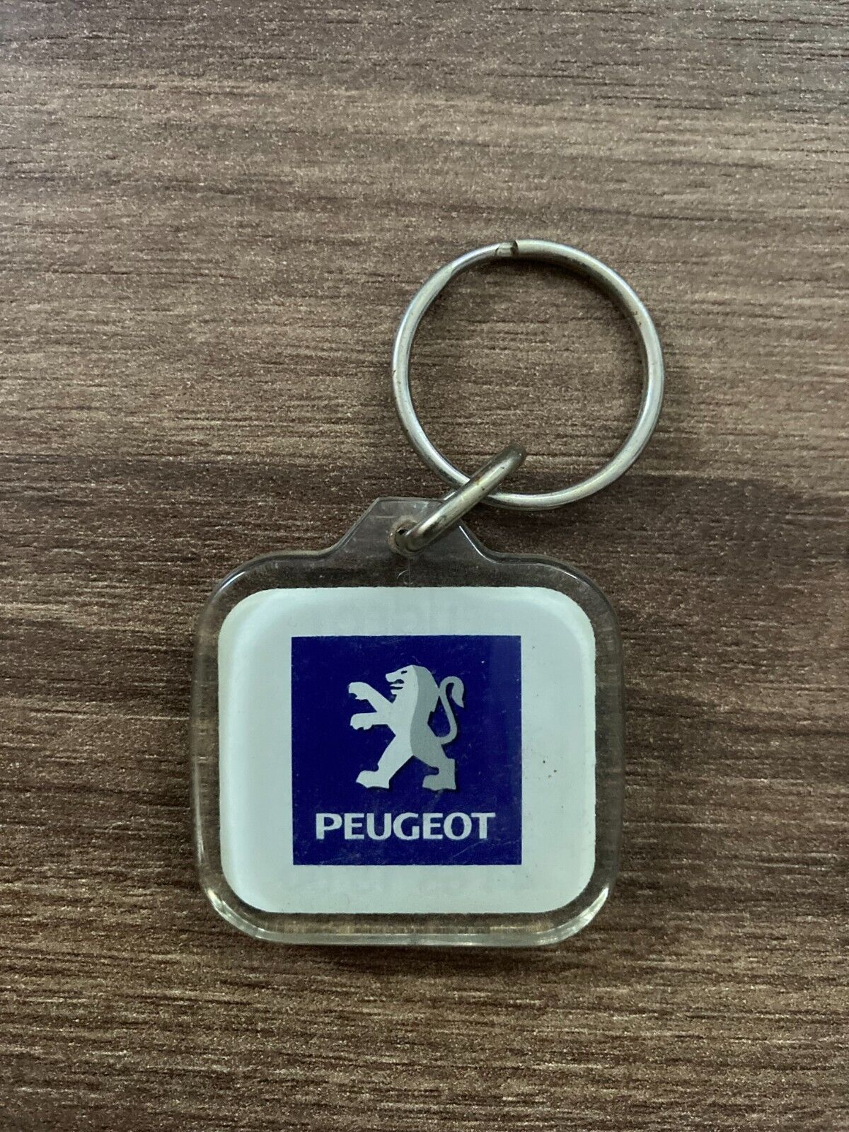 Vintage Peugeot Danish Plastic Keychain - Rare 1980s Car Dealership