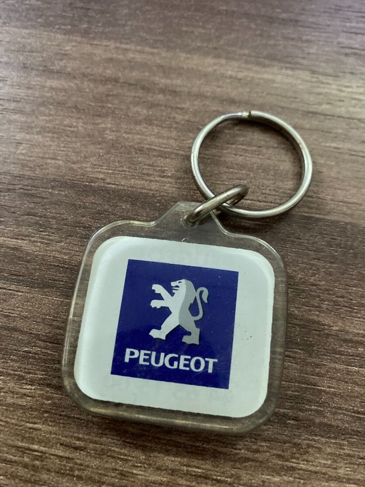 Vintage Peugeot Danish Plastic Keychain - Rare 1980s Car Dealership