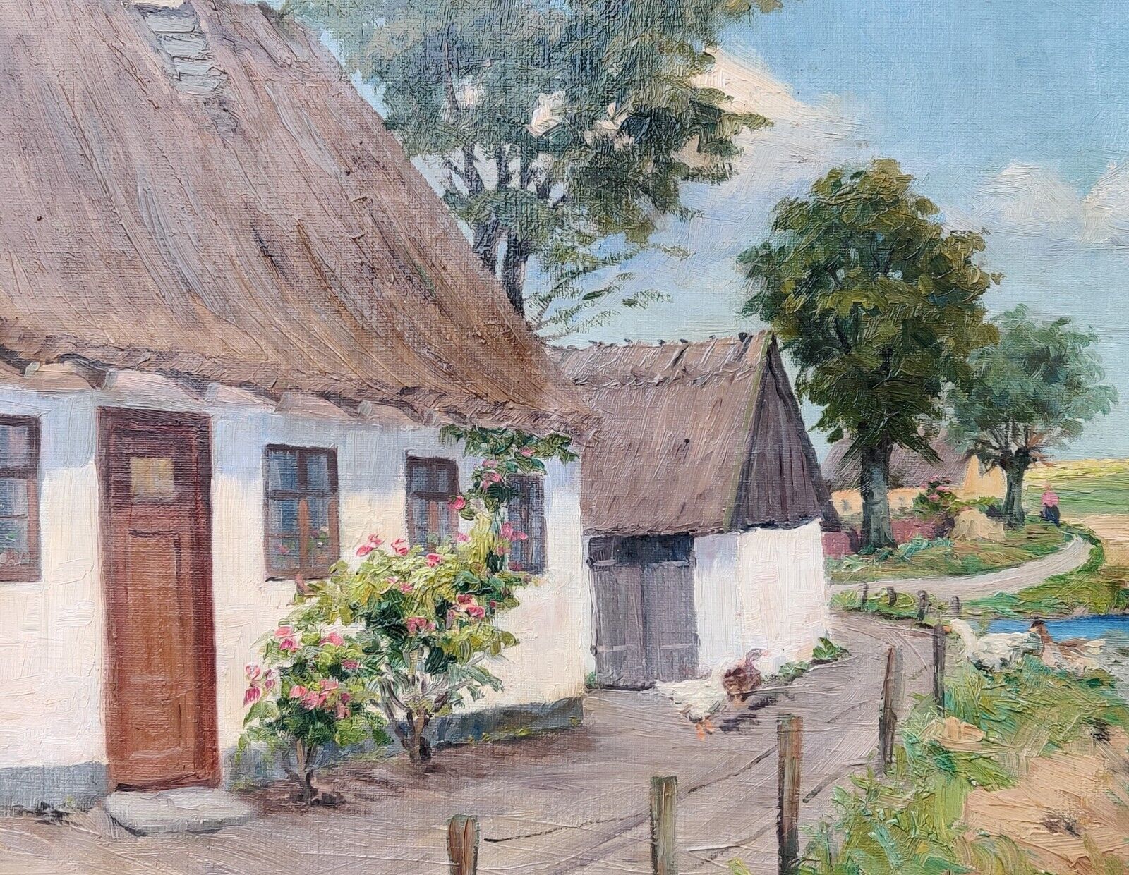 Bertel C Nielsen (1896-?): IN FRONT OF A FARMHOUSE original oil painting