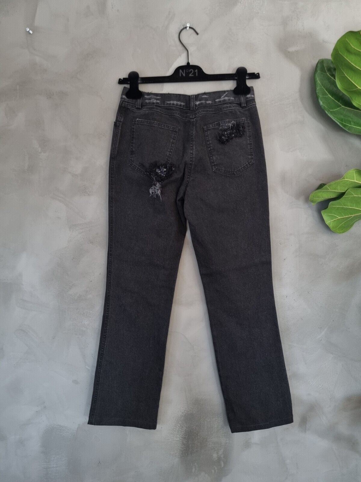 **CHANEL** Black Distressed Denim Jeans Size 36