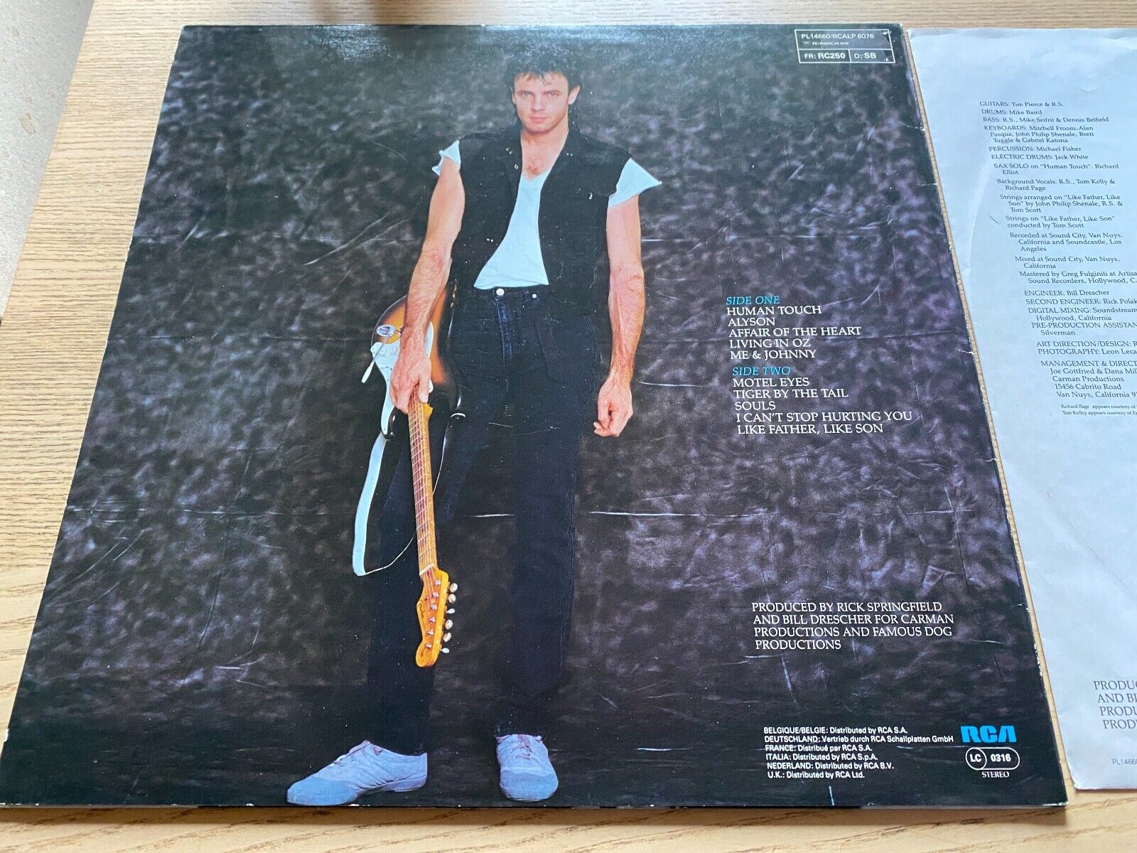 RICK SPRINGFIELD "LIVING IN OZ" 1983 WEST GERMAN PRESS 12" VINYL LP RCA RECORDS*