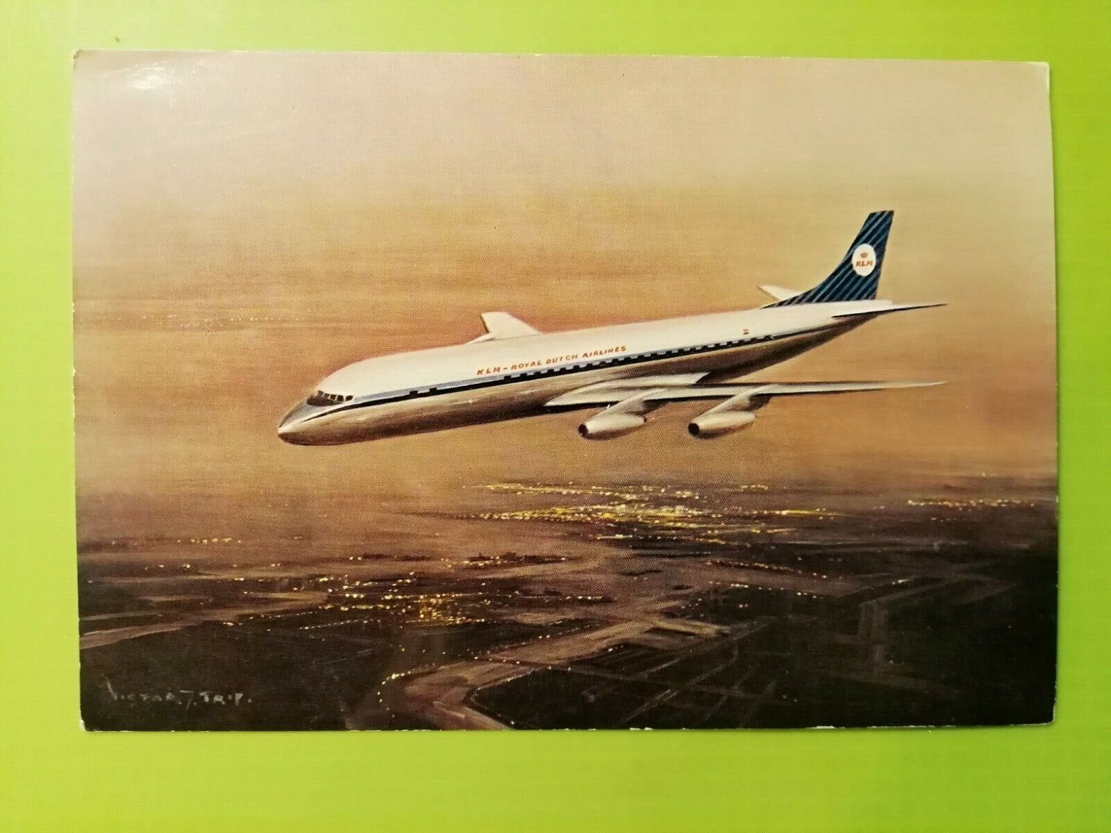 Aviation postcardKLM Dutch Airlines Douglas DC-8 Intercontinental Jet