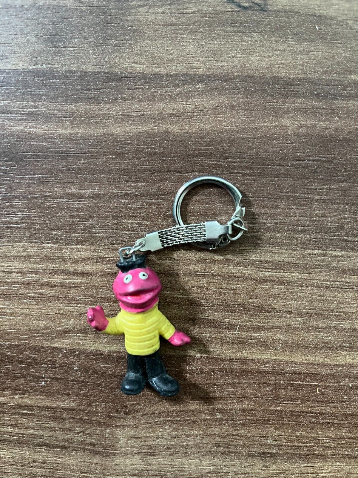 Vintage Muppet Show Style Keychain - Red Character Yellow Sweater  Black Hat