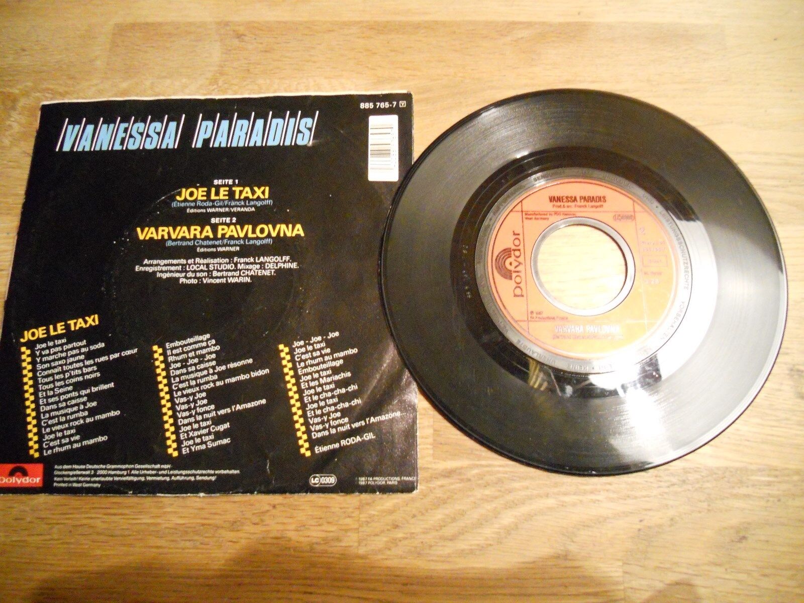 VANESSA PARADIS JOE LE TAXI / VARVARA PAVLOVNA FIRST PRESS SINGLE GERMANY 1987**