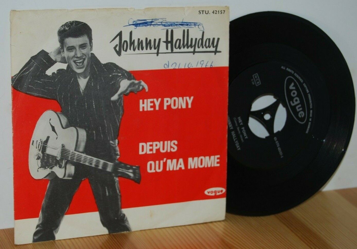 JOHNNY HALLYDAY Hey Pony Danish PS Picture Sleeve 45 7''