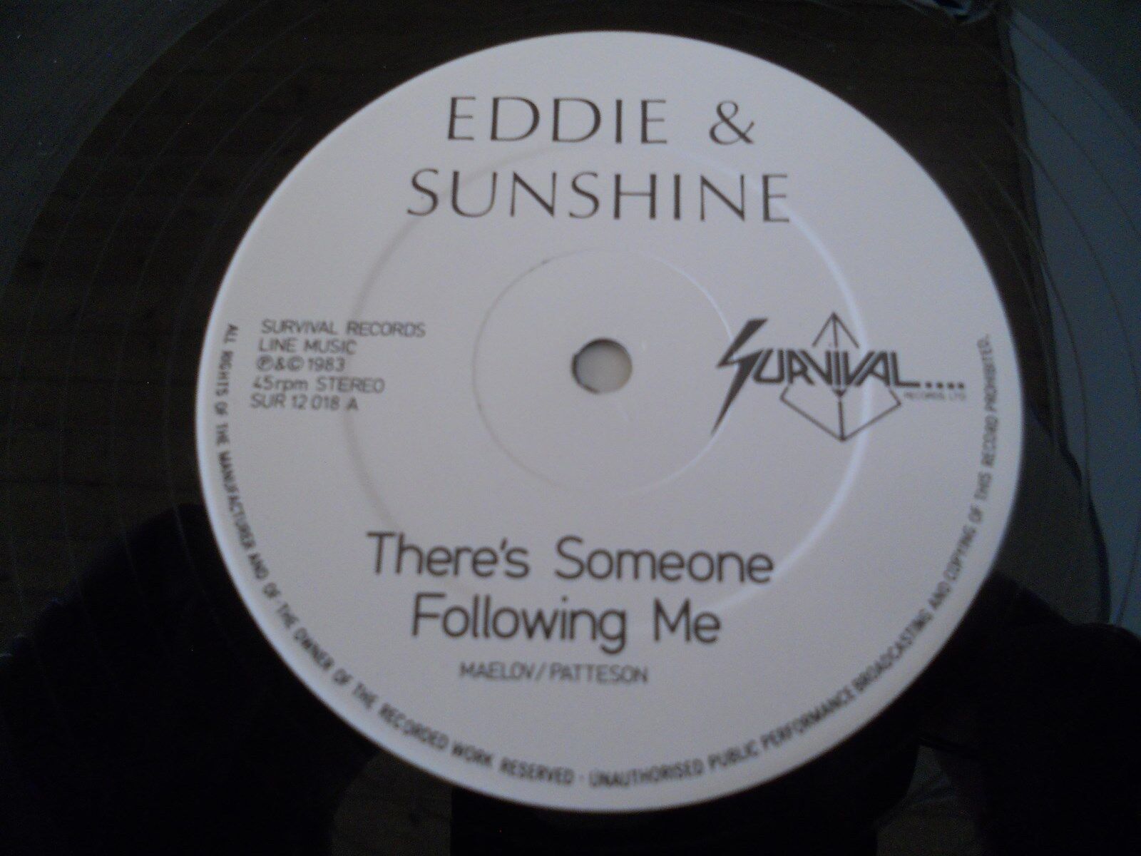 EDDIE  SUNSHINE THERES SOMEONE FOLLOWING ME SURVIVAL RECORDS UK 1983 3 TRACKS**