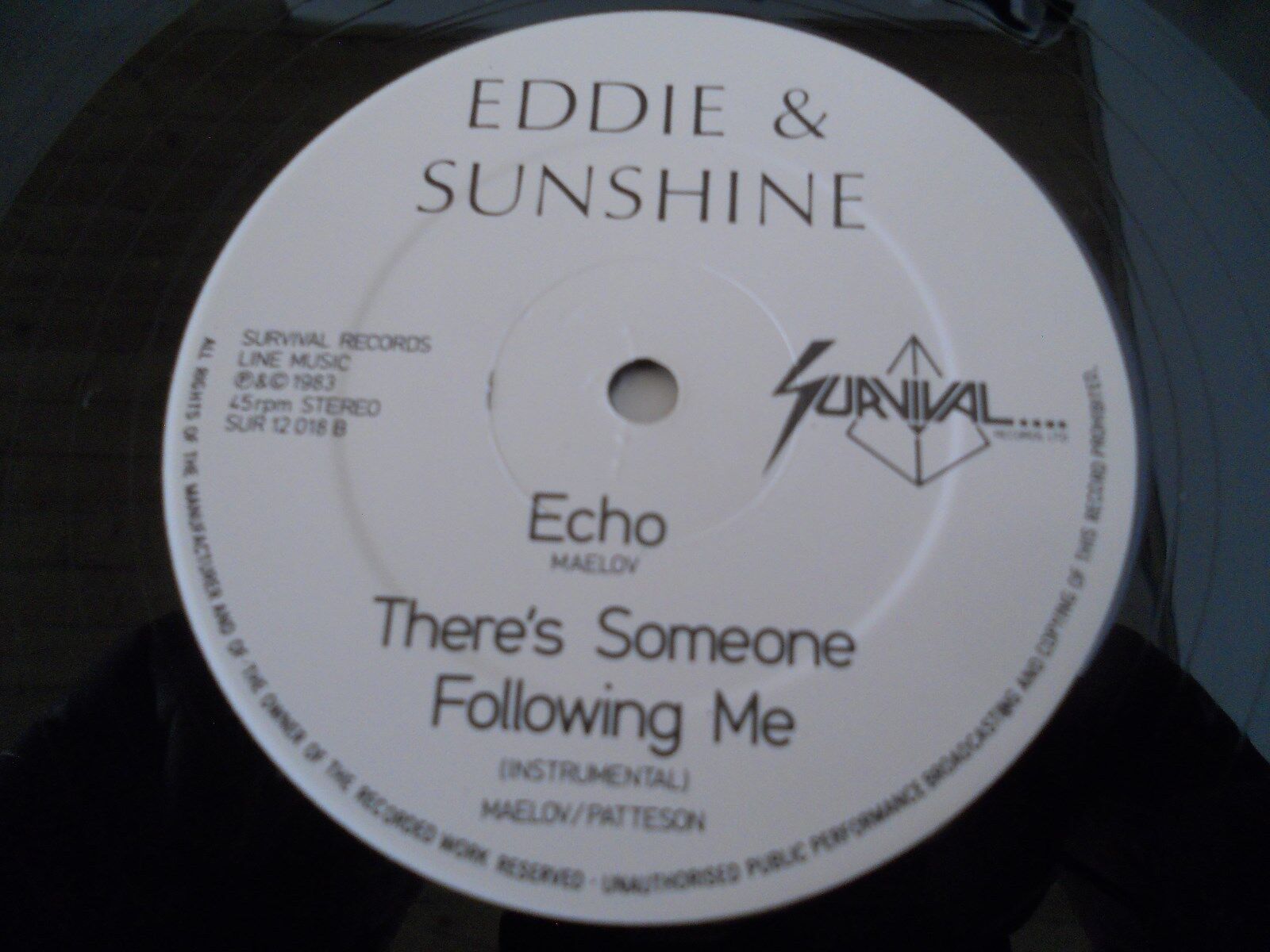 EDDIE  SUNSHINE THERES SOMEONE FOLLOWING ME SURVIVAL RECORDS UK 1983 3 TRACKS**