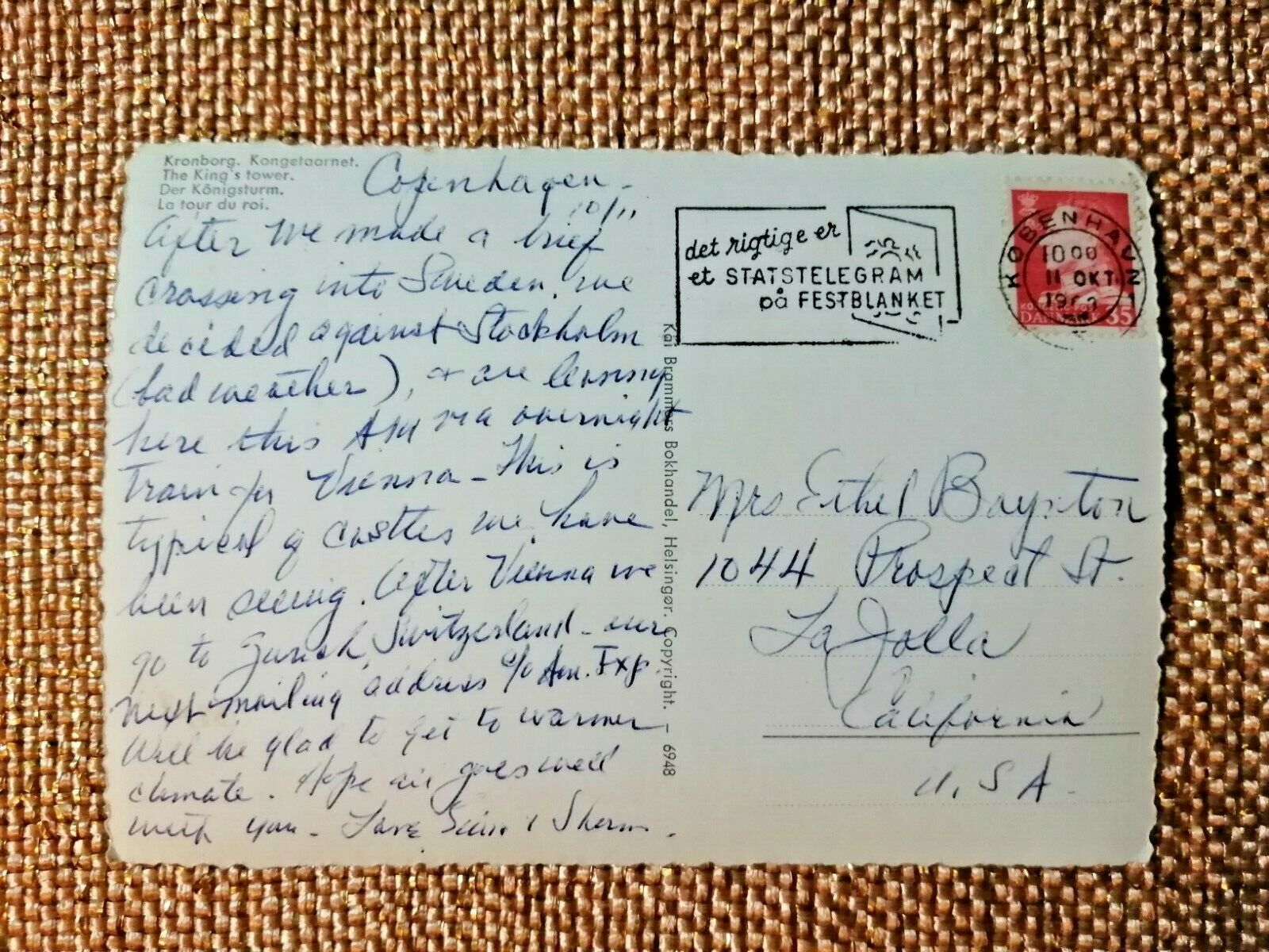 Vintage postcardDenmark HelsingørKronborgThe King's TowerPosted in 1963