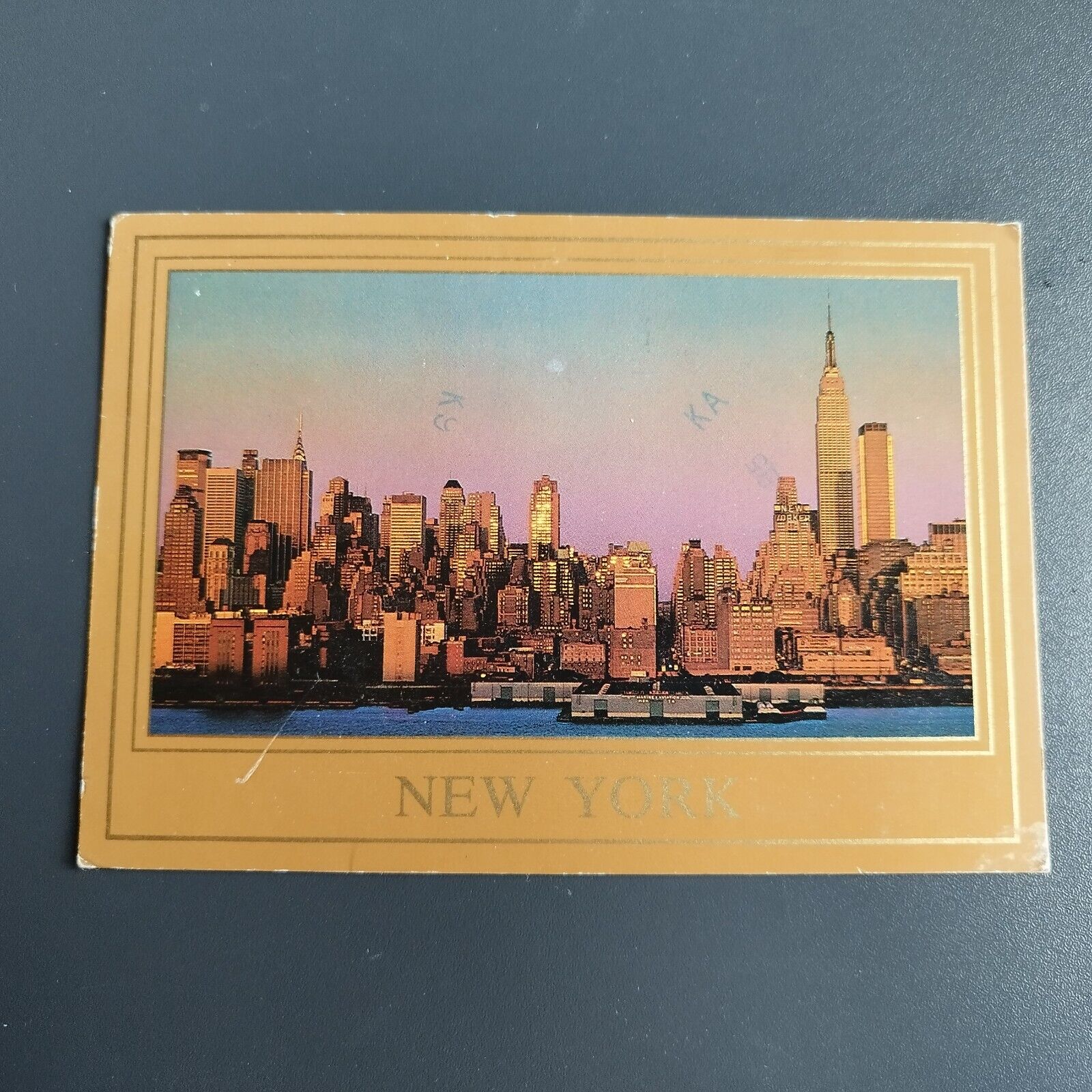 Postcard New York City Gleaming west side skyline at sunset- 1987