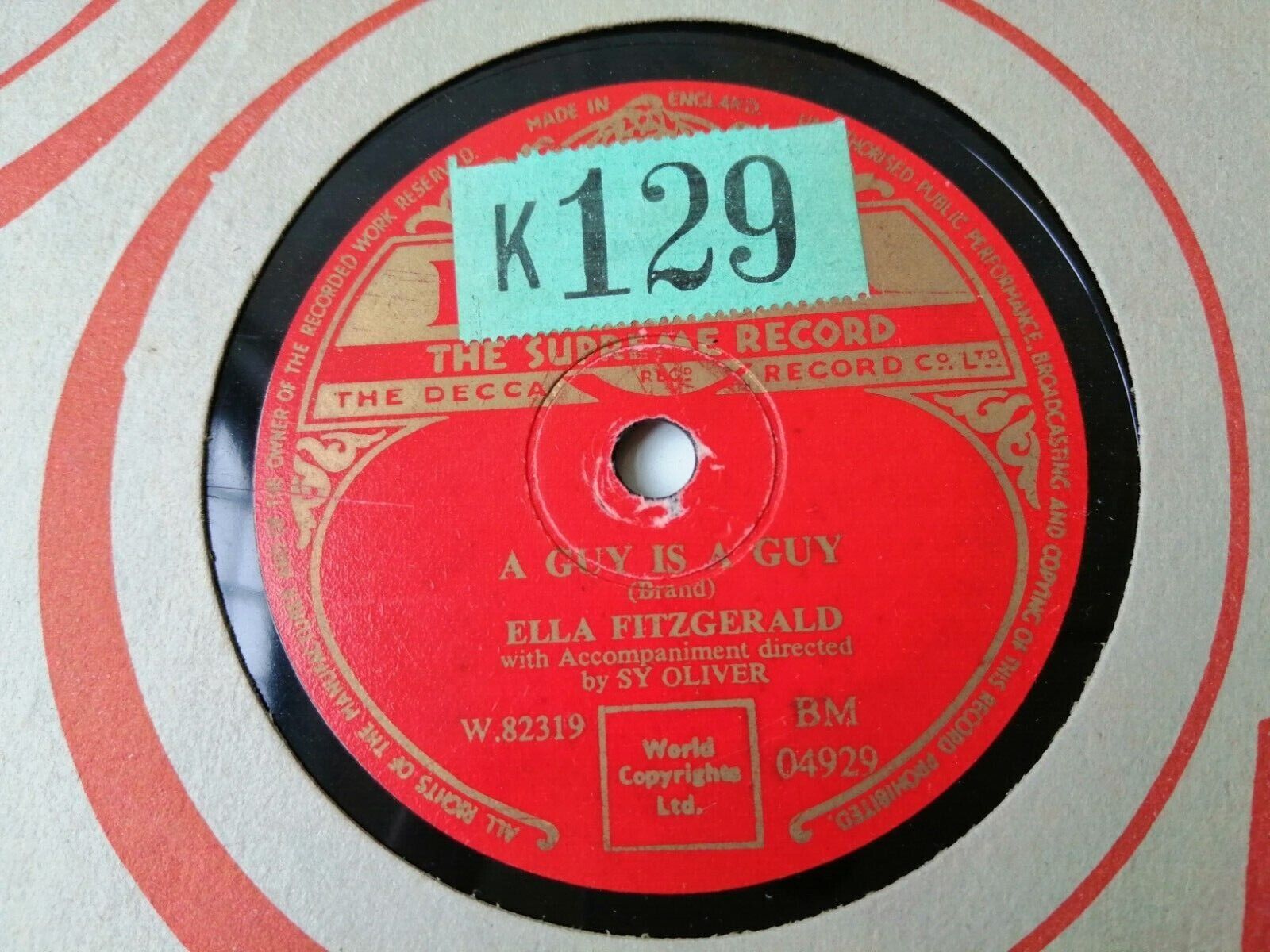 78 RPM  shellac ELLA FITZGERALD wThe Day Dreamers:That Old Feeling/A Guy Is A