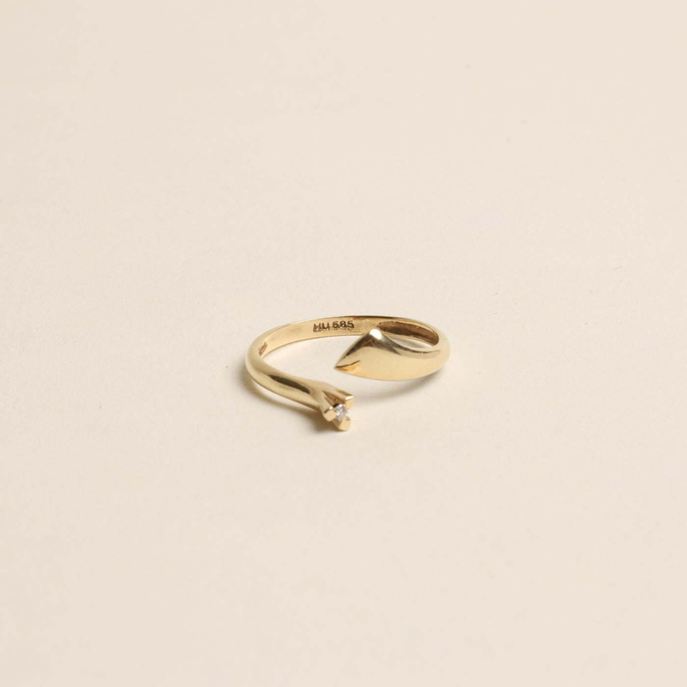 Ring with diamond (0015 ct) in 14K Gold size 6½ | Solid Gold | Fine