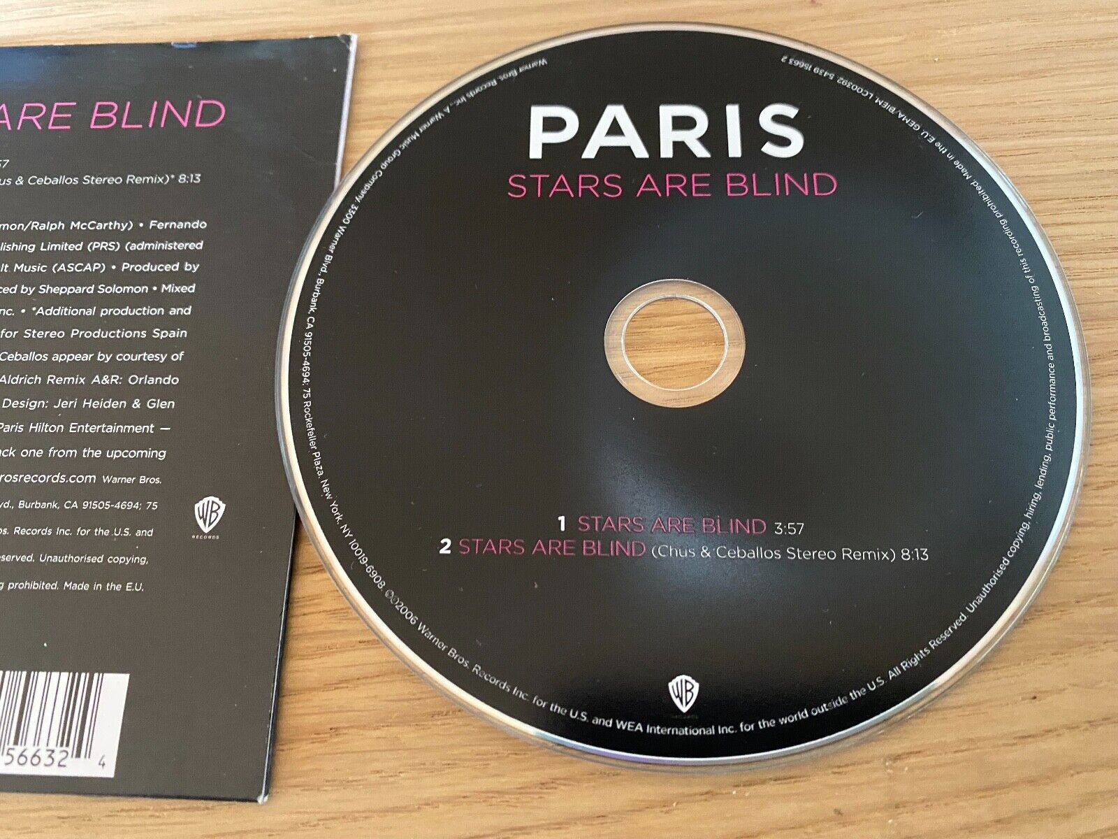 PARIS HILTON "STARS ARE BLIND" 2 TRACK CD SINGLE WARNER BROS RECORDS CARDCOVER*