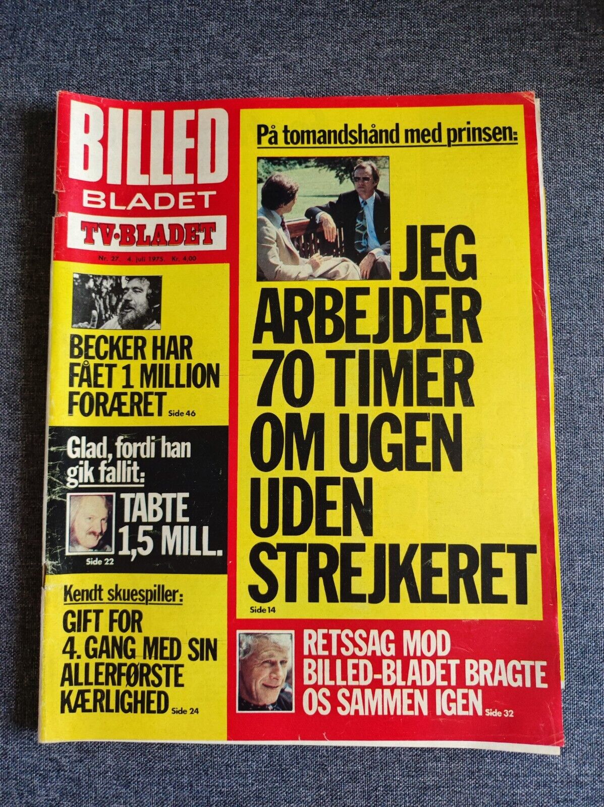 PRINCE HENRIK Björn Borg CAROLINE  1975 Danish Magazine Billed Bladet BB29