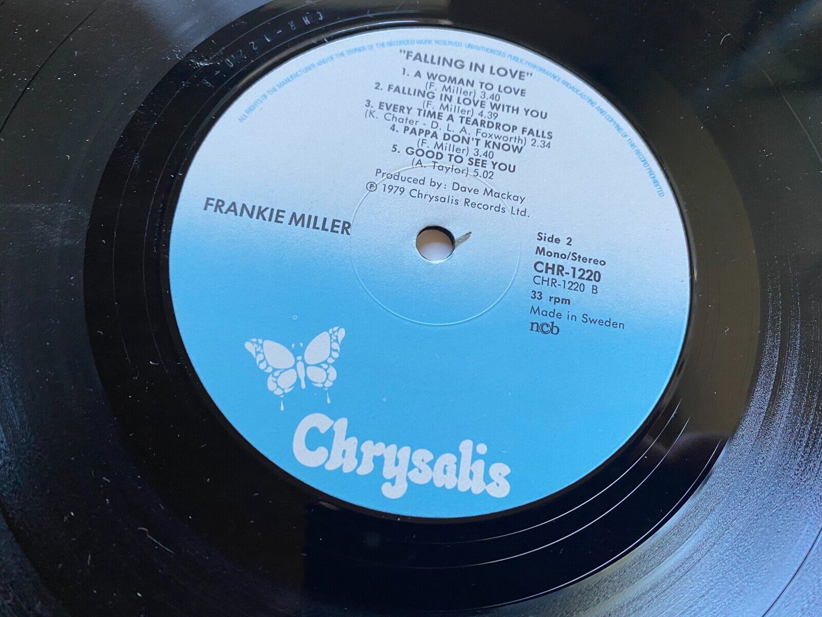 FRANKIE MILLER " FALLING IN LOVE" 1979 NCB SWEDISH PRESS NCB LP CHRYSALIS SCARCE