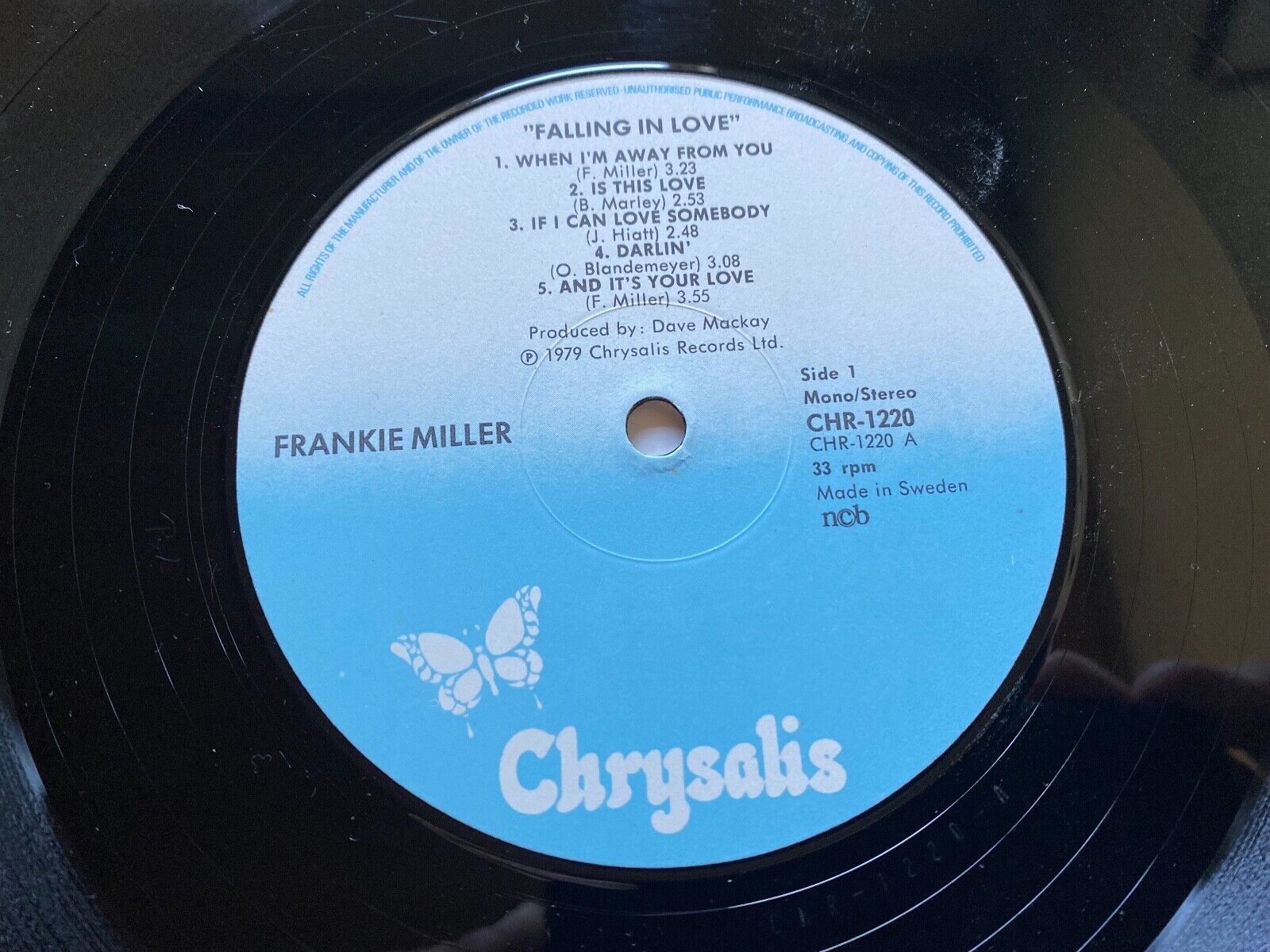 FRANKIE MILLER " FALLING IN LOVE" 1979 NCB SWEDISH PRESS NCB LP CHRYSALIS SCARCE