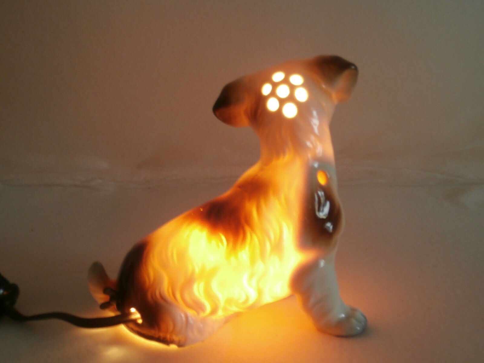 ~Vintage German Dog Perfume Lamp Night light glass eyes Schnauzer CCBerlin works