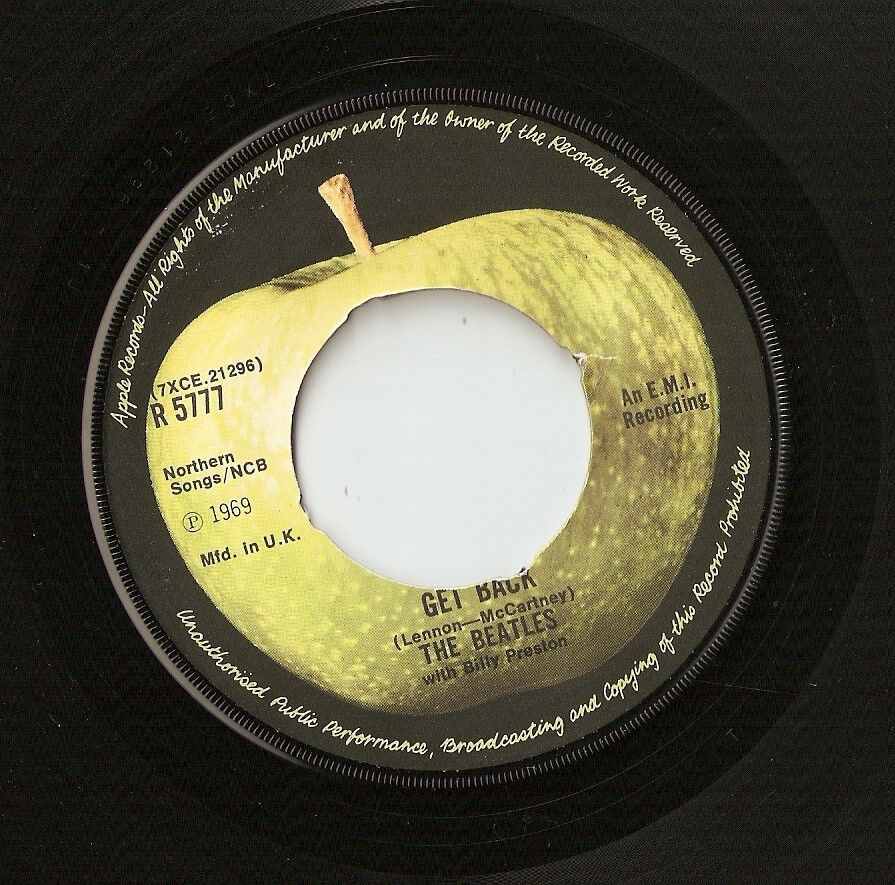 THE BEATLES WITH BILLY PRESTON GET BACK  DON`T LET ME DOWN 45 7" 1969 APPLE