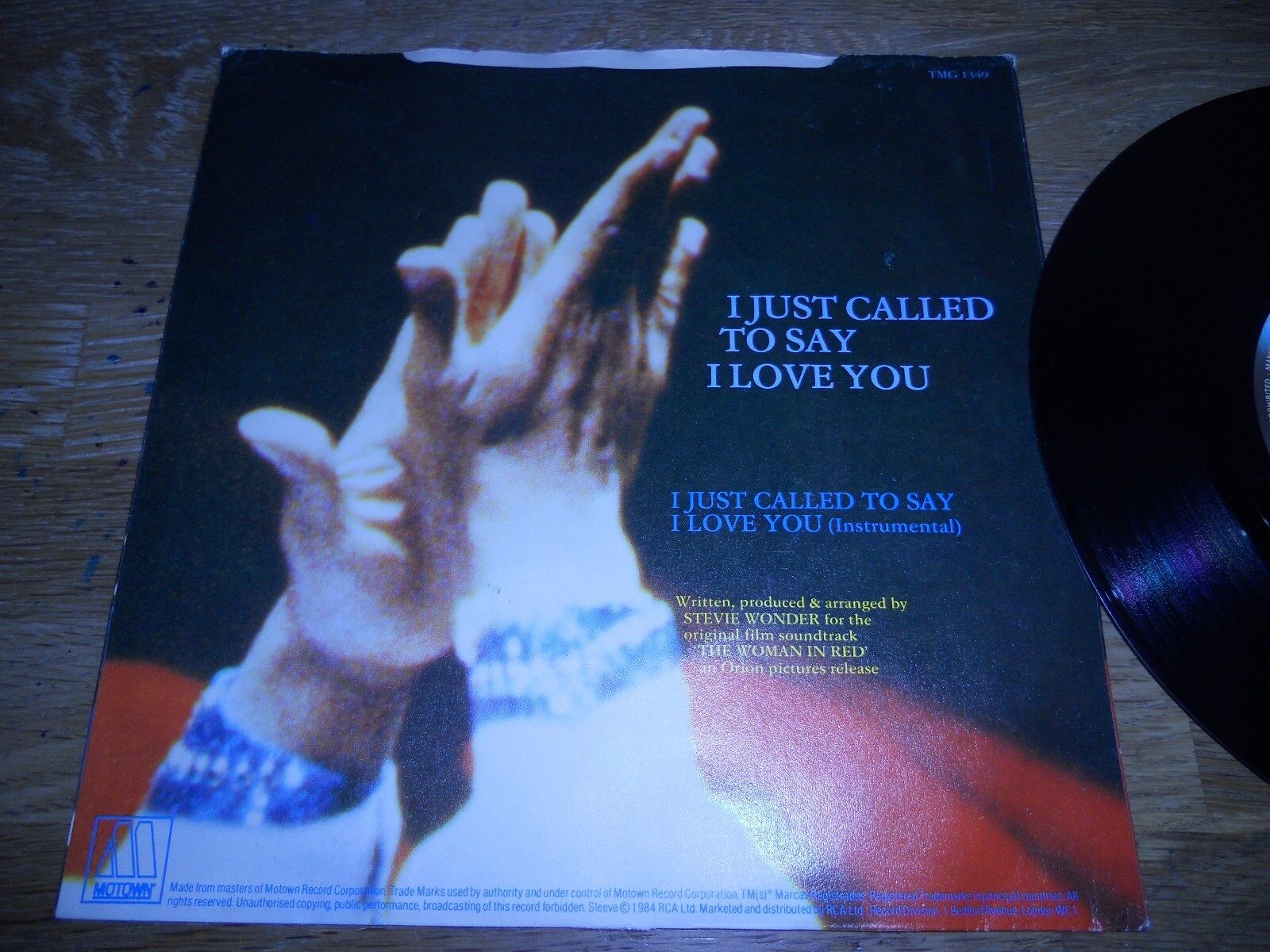 STEVIE WONDER "I JUST CALLED TO SAY I LOVE YOU" 1984 UK VINYL SINGLE MOTOWN