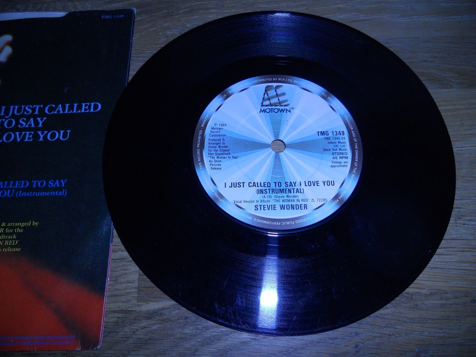 STEVIE WONDER "I JUST CALLED TO SAY I LOVE YOU" 1984 UK VINYL SINGLE MOTOWN