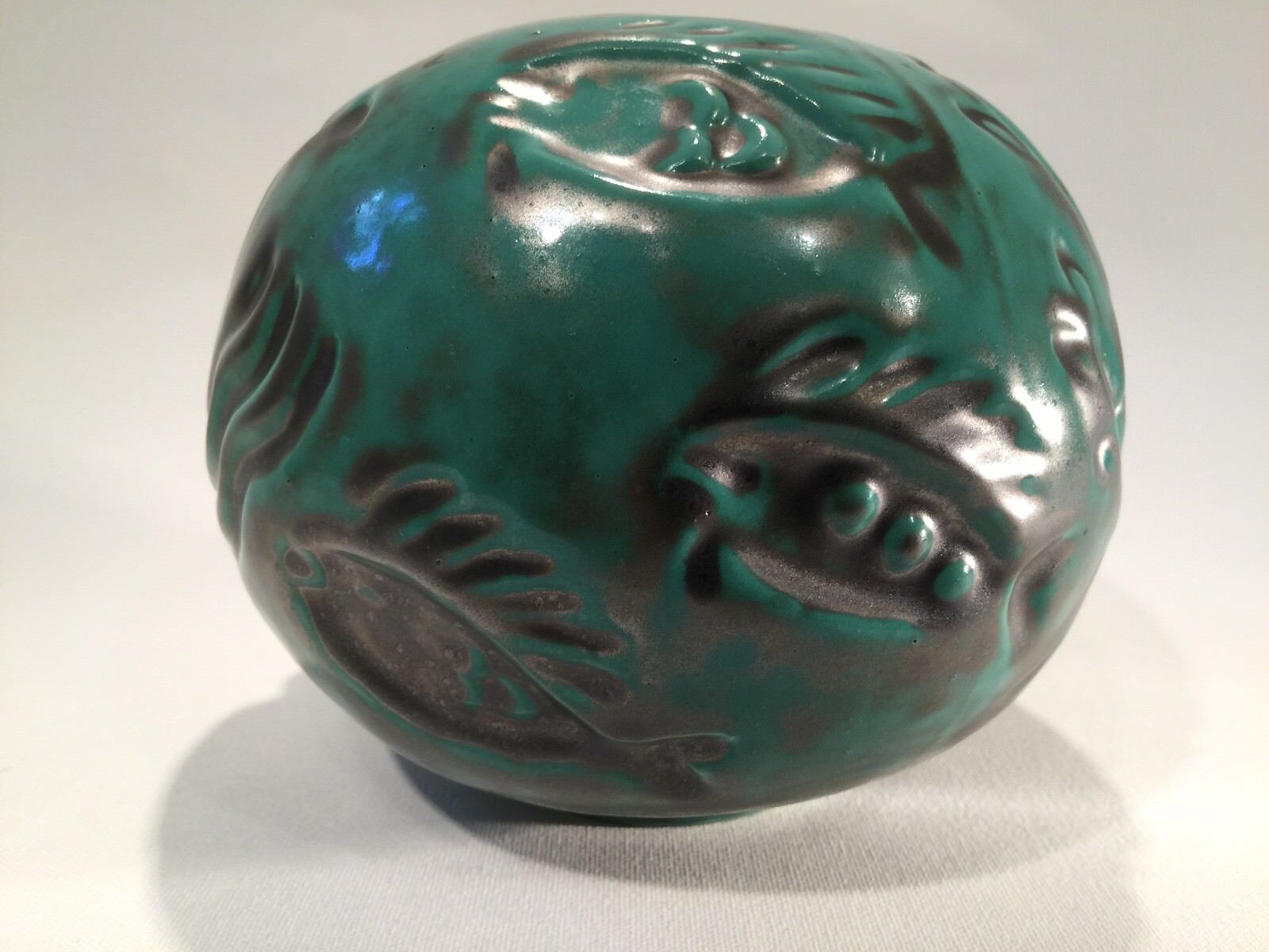 S:t Eriks (Upsala Ekeby) Art Deco ball shaped vase green copper oxide glaze